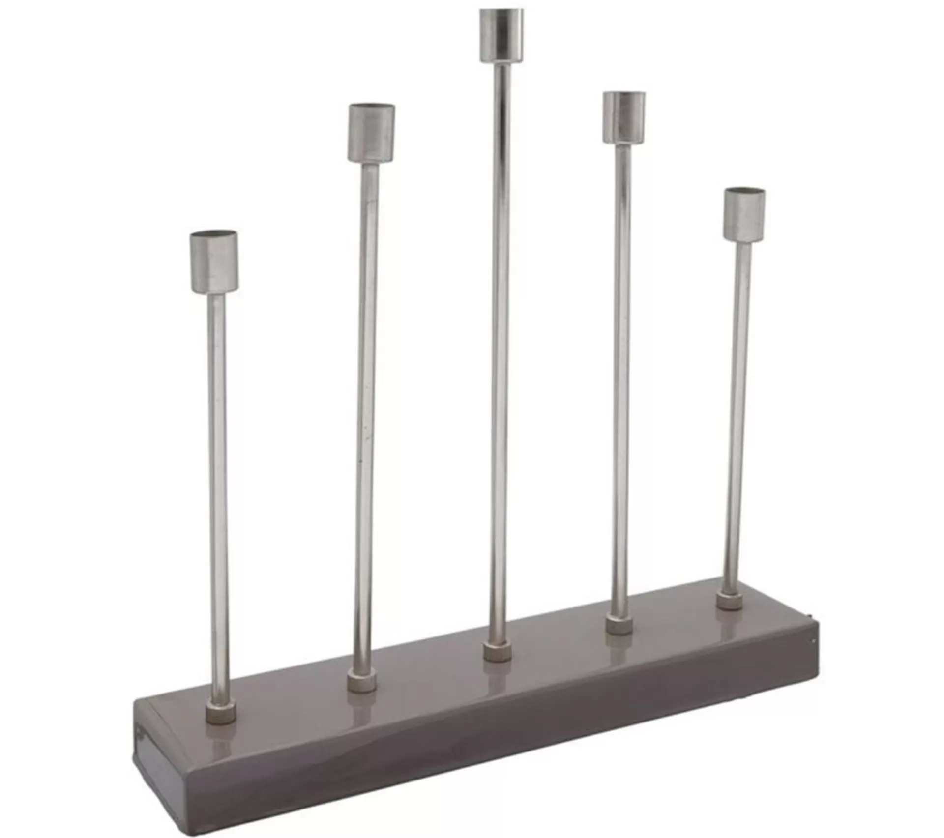 Discount * Bougeoir Design En Metal "Limo" 40Cm Gris Et Argent
