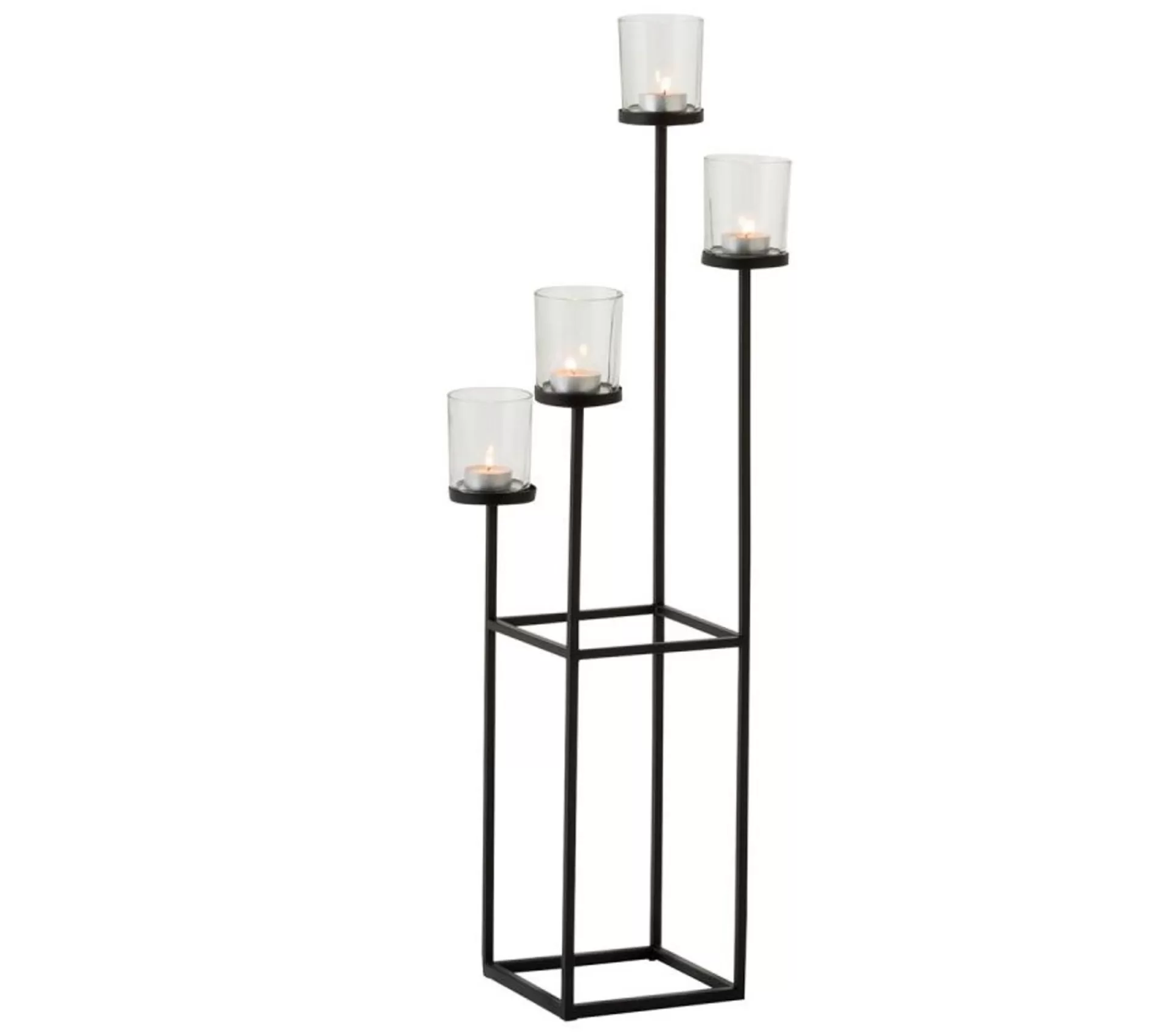 Flash Sale * Bougeoir Design Metal Et Verre "4 Tetes" 77Cm Noir