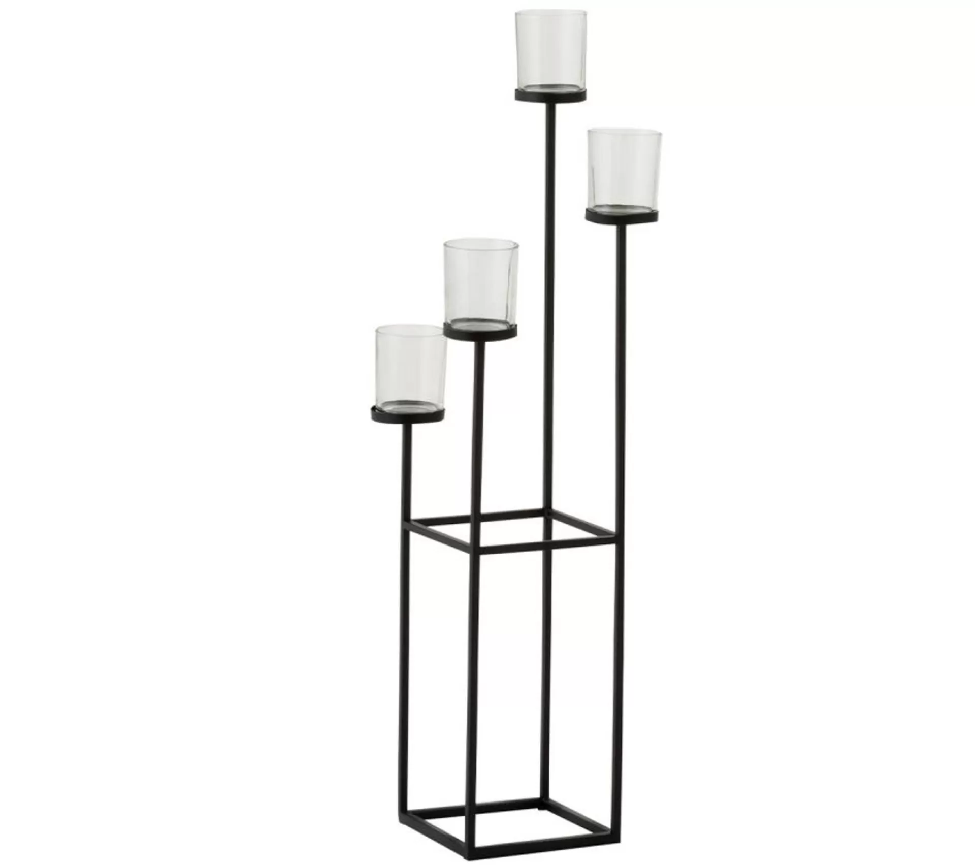 Flash Sale * Bougeoir Design Metal Et Verre "4 Tetes" 77Cm Noir