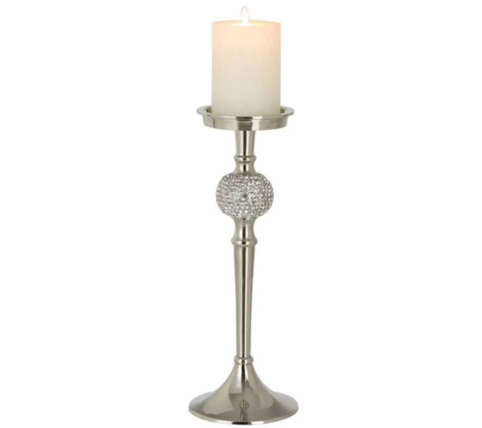 Hot * Bougeoir Design "Sphere Diamant" 31Cm Argent