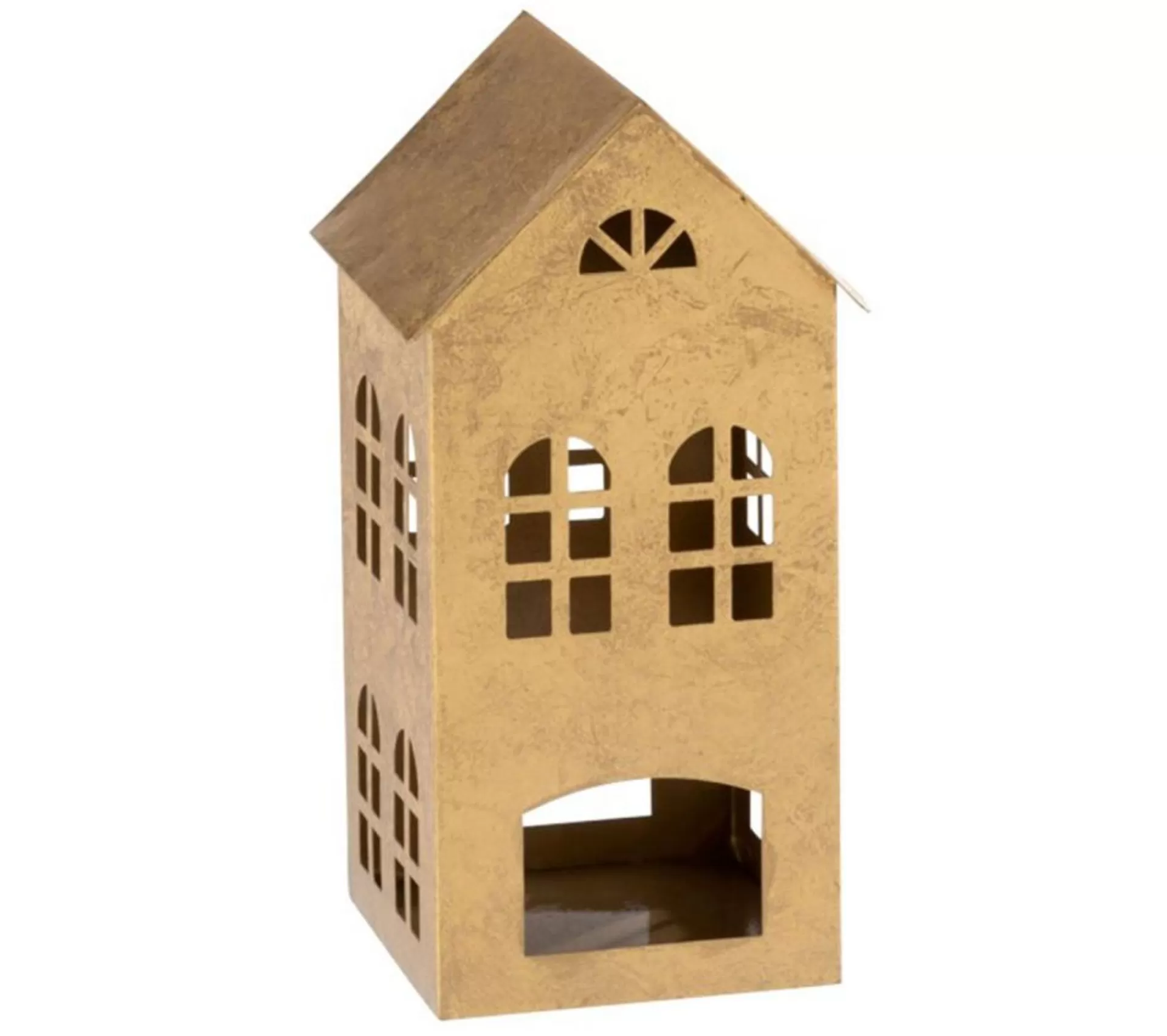 Flash Sale * Bougeoir En Metal "Maison Alpha" 28Cm Or