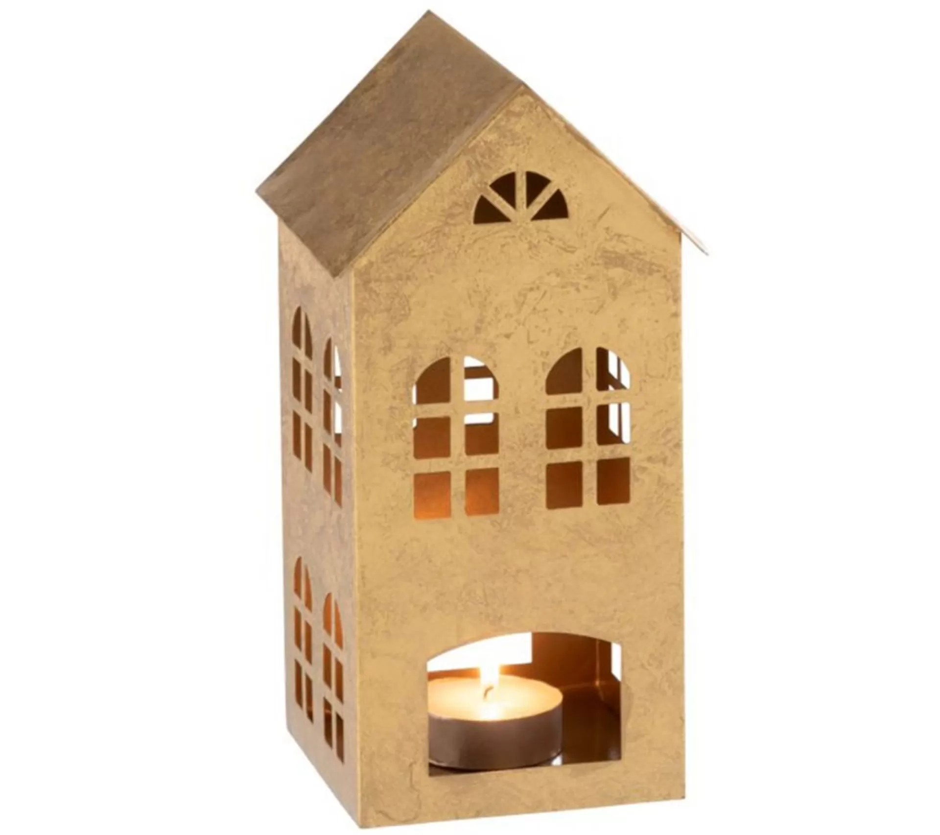 Flash Sale * Bougeoir En Metal "Maison Alpha" 28Cm Or
