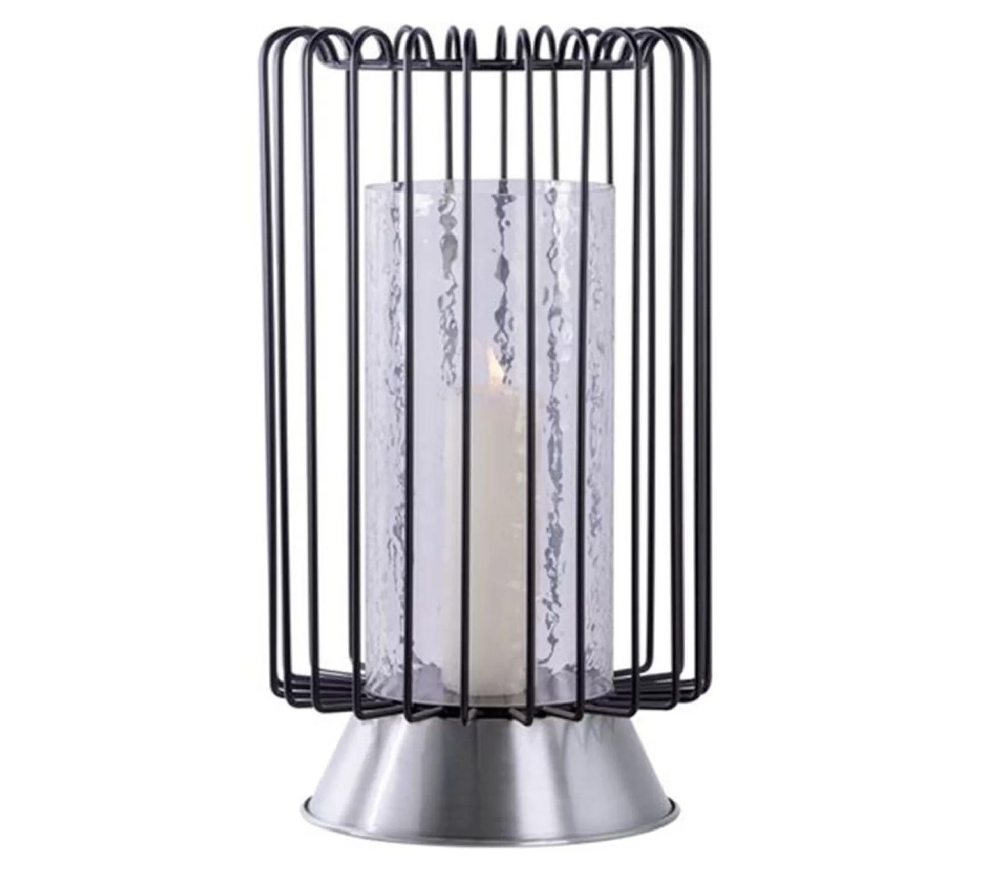 New * Bougeoir Rond Déco "Malibu" 40Cm Noir Et Argent