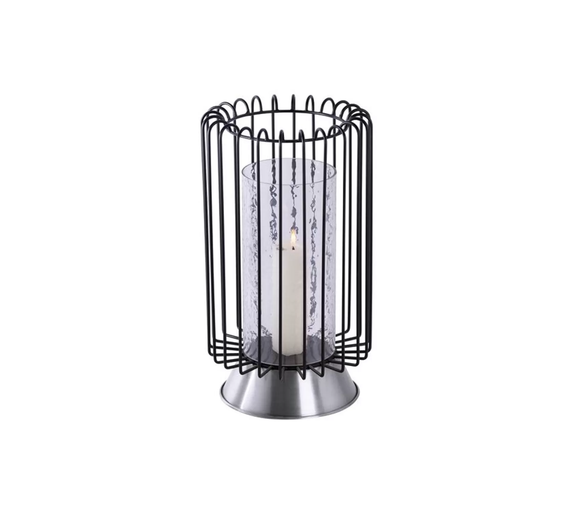 New * Bougeoir Rond Déco "Malibu" 40Cm Noir Et Argent