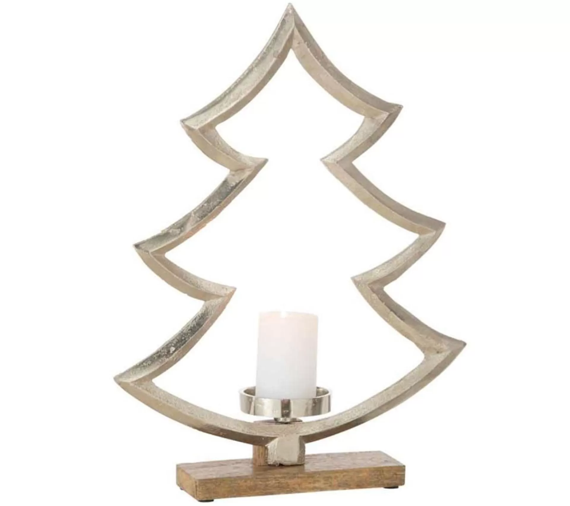 Discount * Bougeoir Sur Pied Déco "Sapin" 40Cm Argent