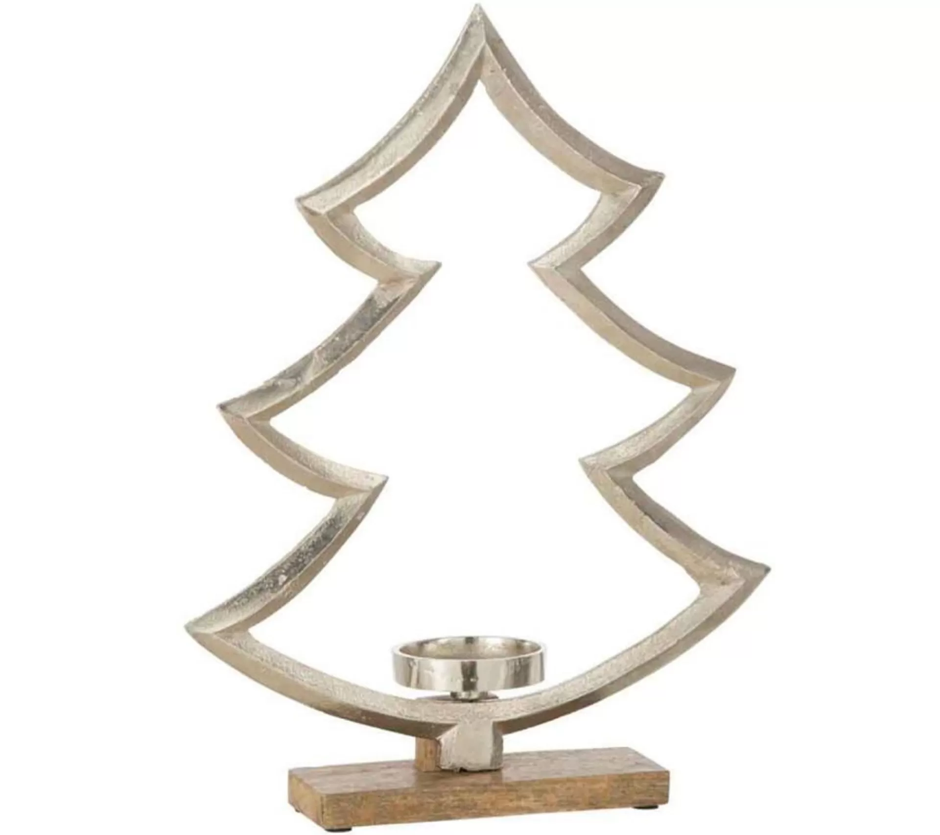 Discount * Bougeoir Sur Pied Déco "Sapin" 40Cm Argent