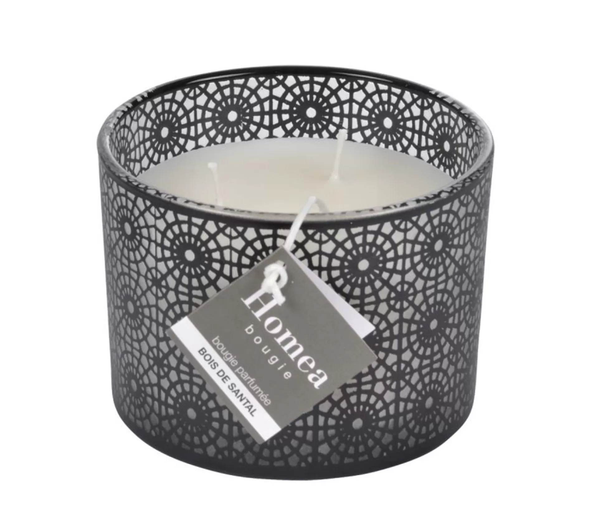 Hot * Bougie Parfumee 3 Meches "Graphic Ethnic" 11Cm Noir