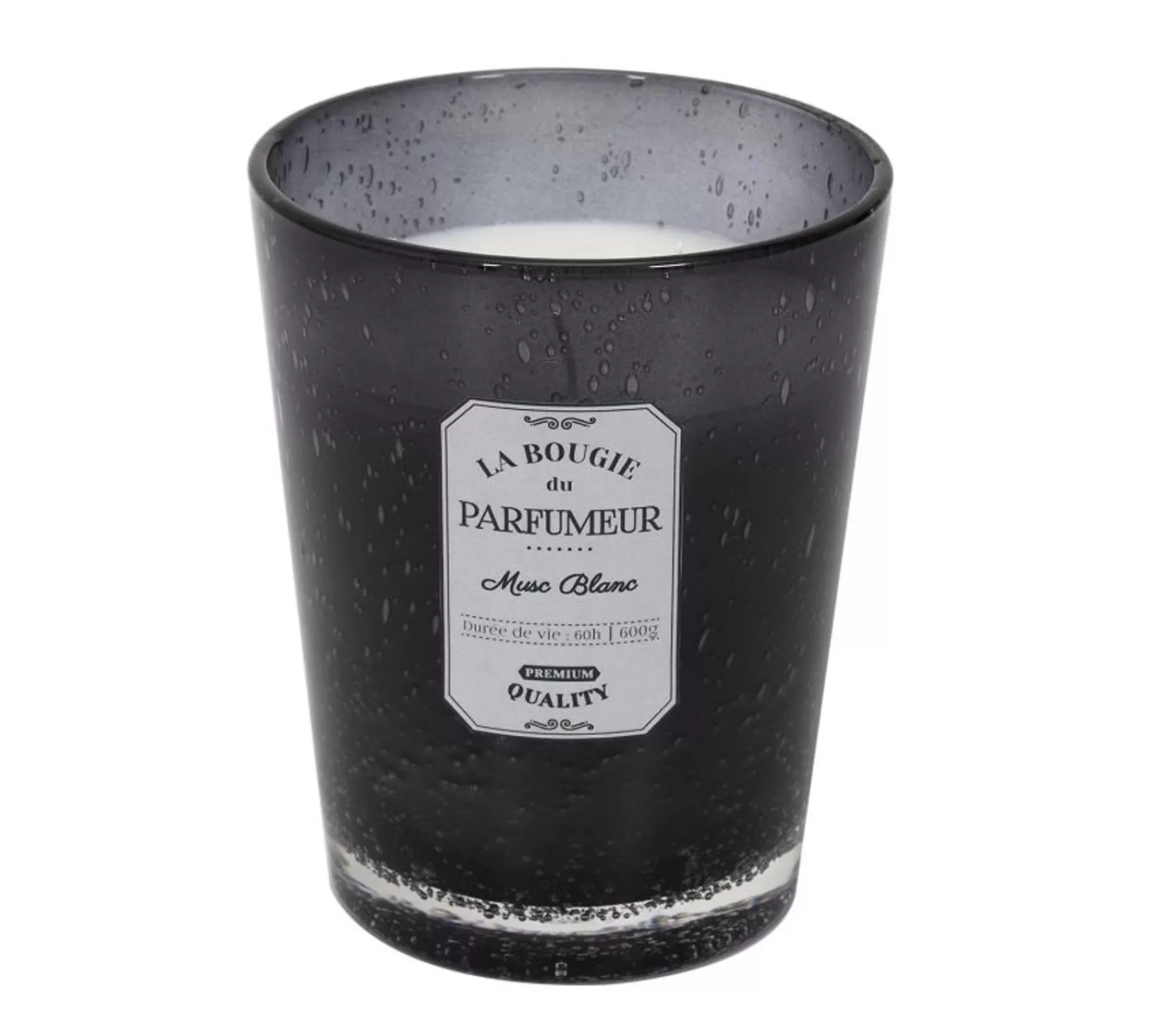New * Bougie Parfumee En Verre "Bulle" 16Cm Musc Blanc