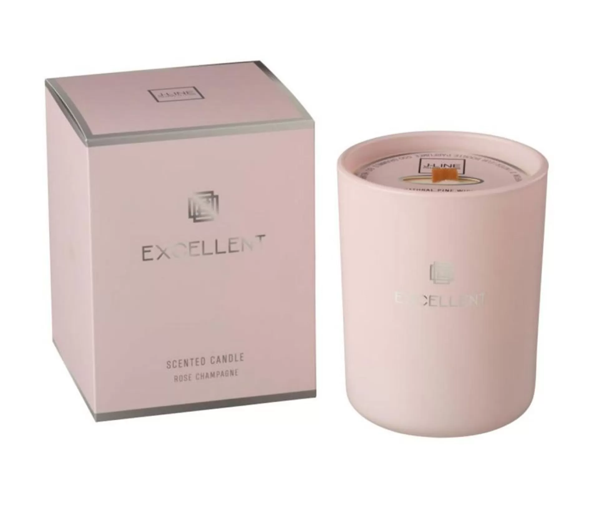 New * Bougie Parfumee En Verre "Excellent" 14Cm Rose Champagne Pale