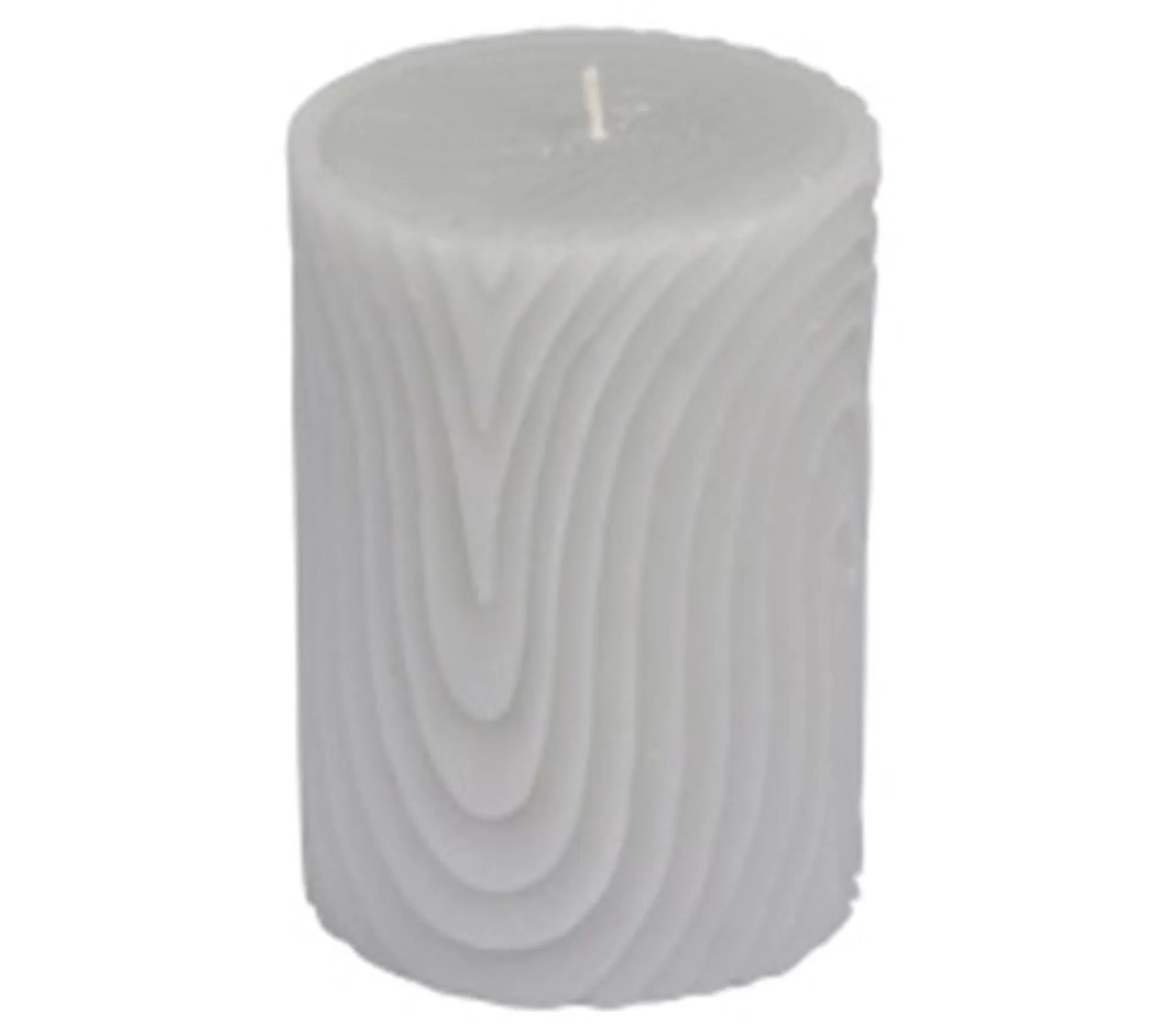 Clearance * Bougie Pilier Déco Embossee "Santan" 10Cm Gris Clair