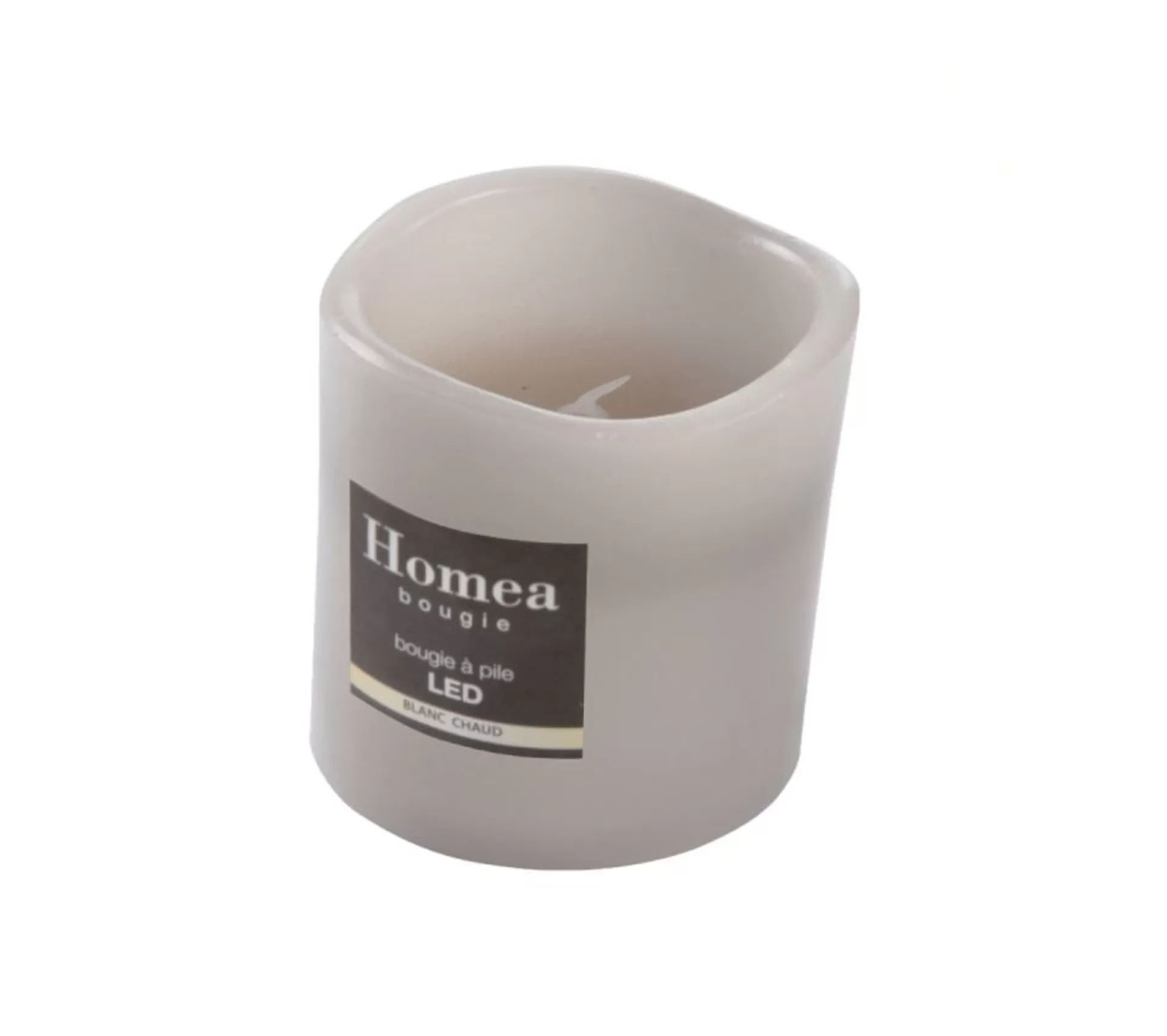 New * Bougie Pilier Led "Whisper" 10Cm Gris Clair