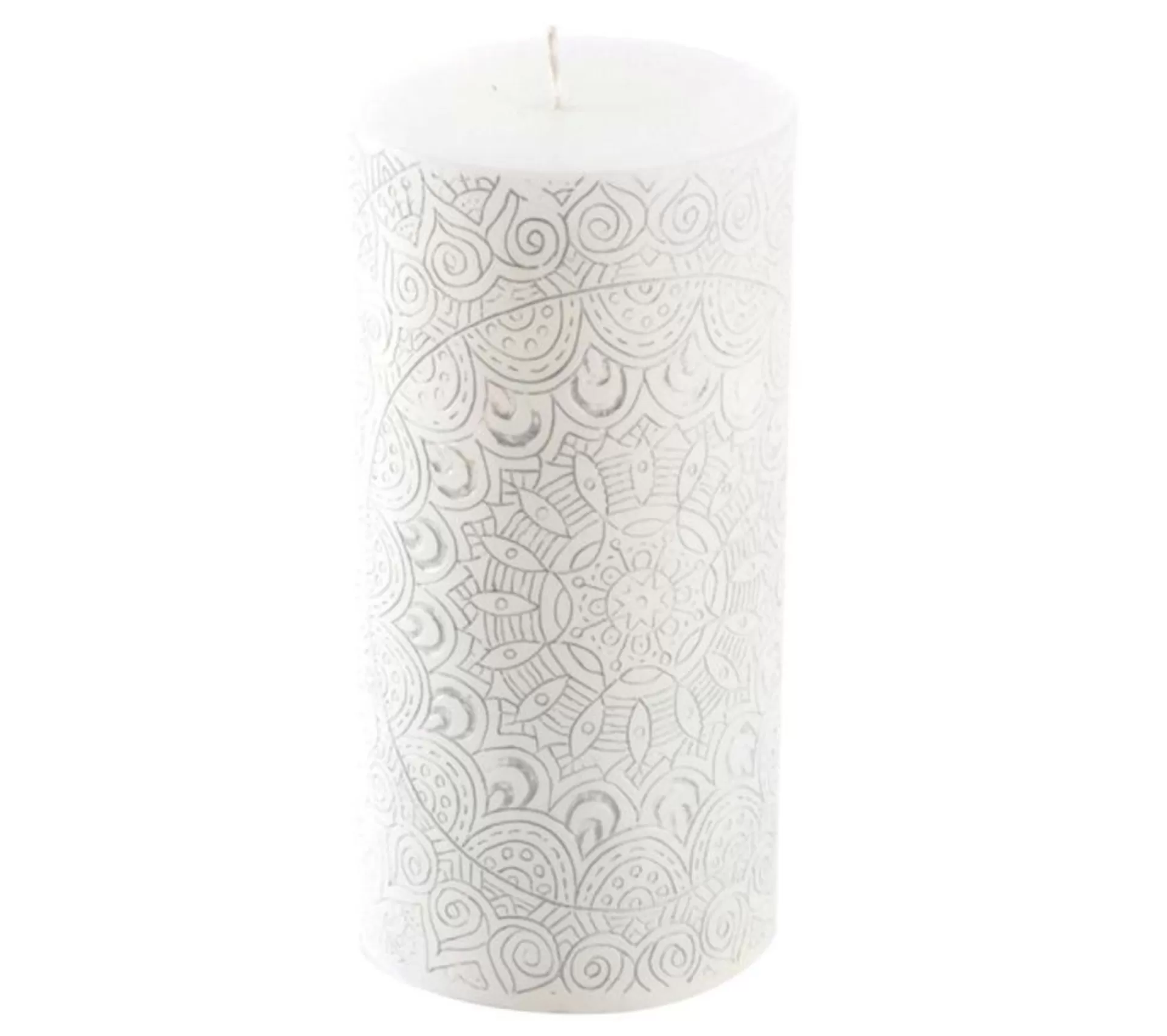 Hot * Bougie Pilier Mandala "Graphic Ethnic" 14Cm Blanc