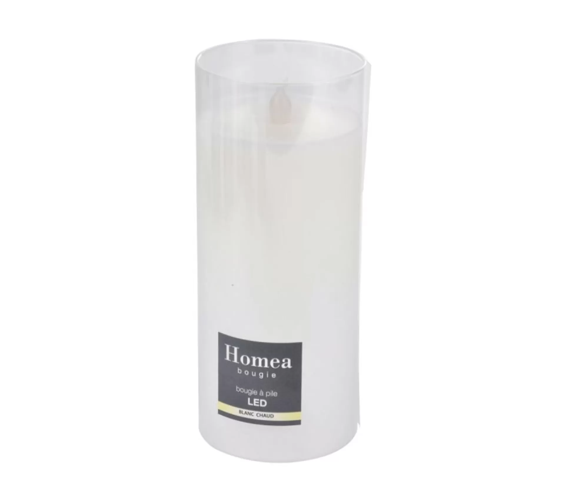 New * Bougie Ronde Led "Verrine" 17Cm Blanc