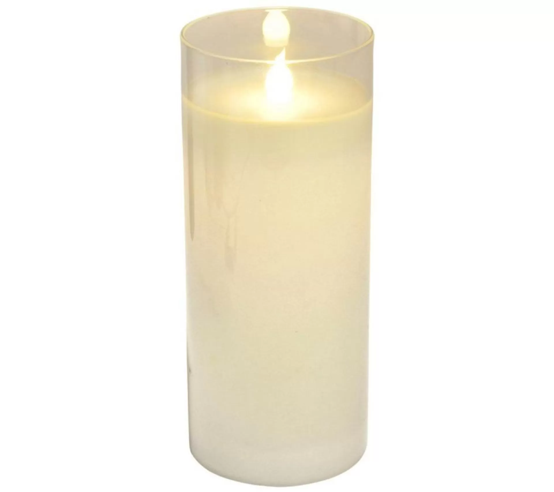 New * Bougie Ronde Led "Verrine" 17Cm Blanc
