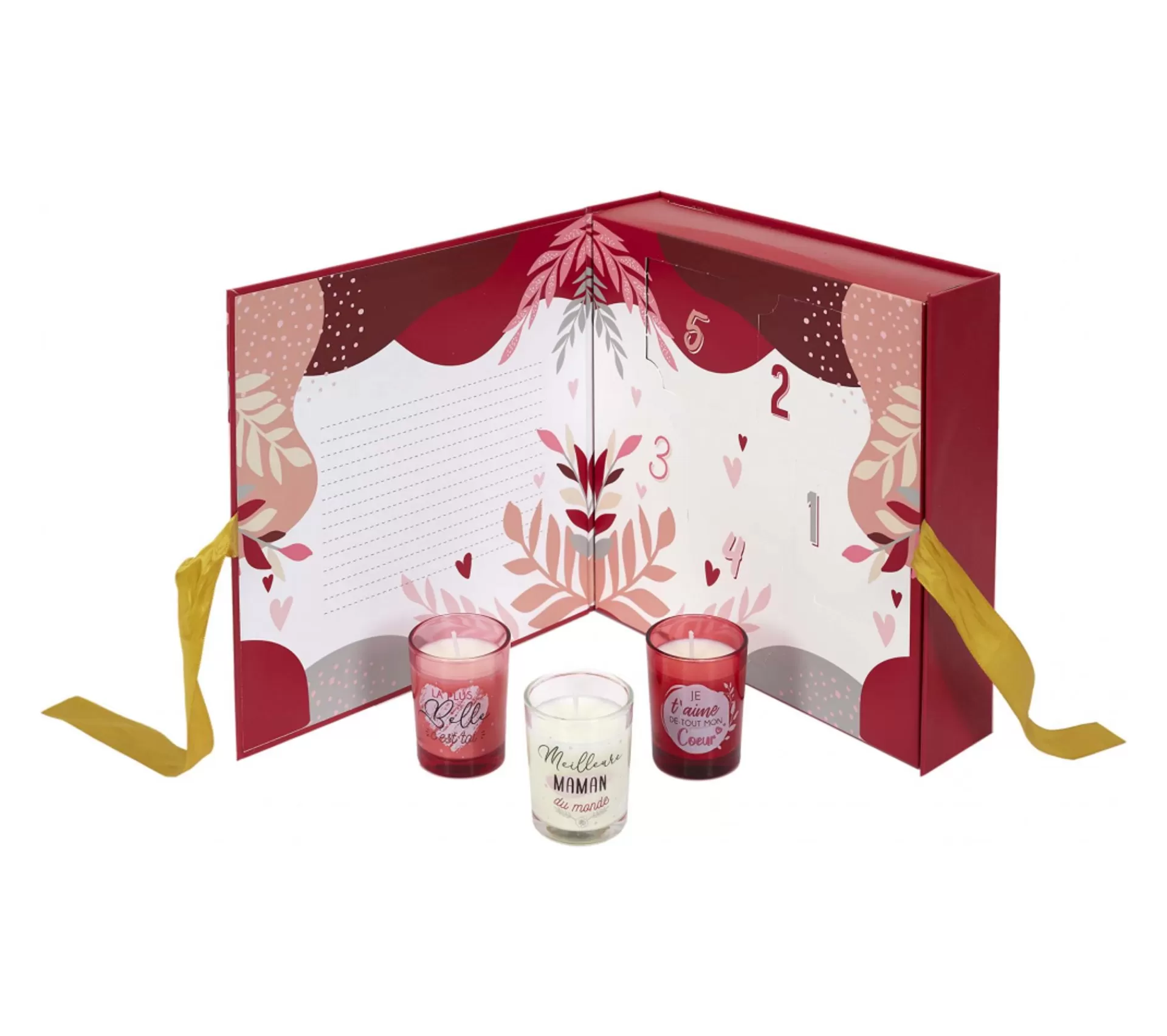 New * Calendrier 5 Bougies Parfumees "Maman" 6Cm Rose