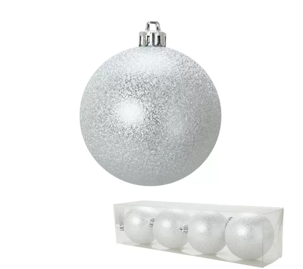 DOUCEUR D'INTERIEUR Guirlande Et Boule De Sapin^Douceur D'Interieur Set De 4 Boules Argent 8 Cm