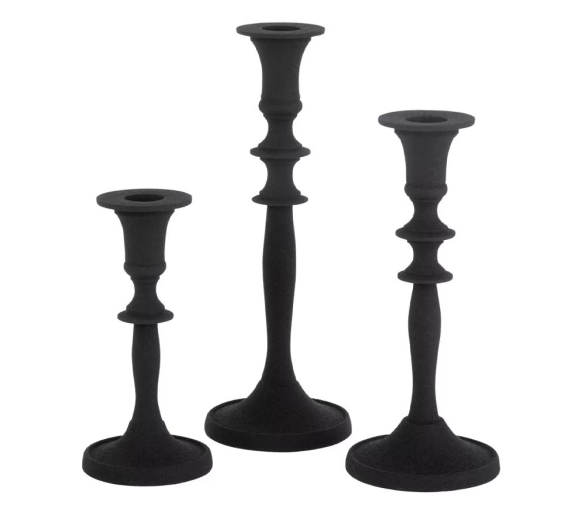 Flash Sale * Lot De 3 Bougeoirs Design "Croka" 23Cm Noir