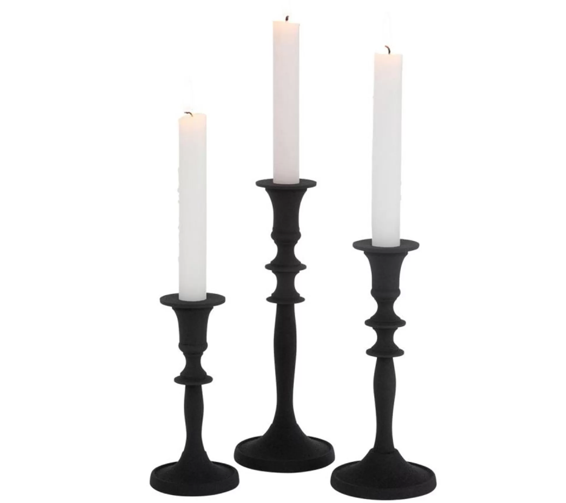 Flash Sale * Lot De 3 Bougeoirs Design "Croka" 23Cm Noir