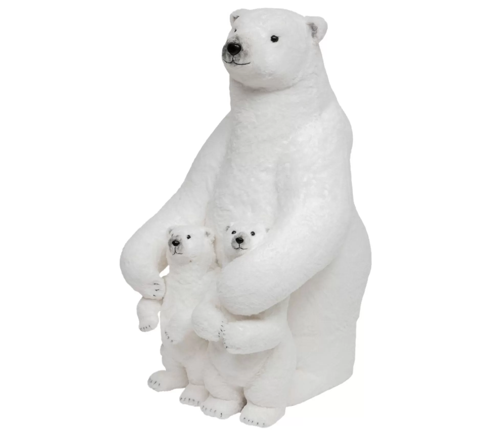 Fashion * Ours Geant Et 2 Bebes Déco "Manteau" 95Cm Blanc
