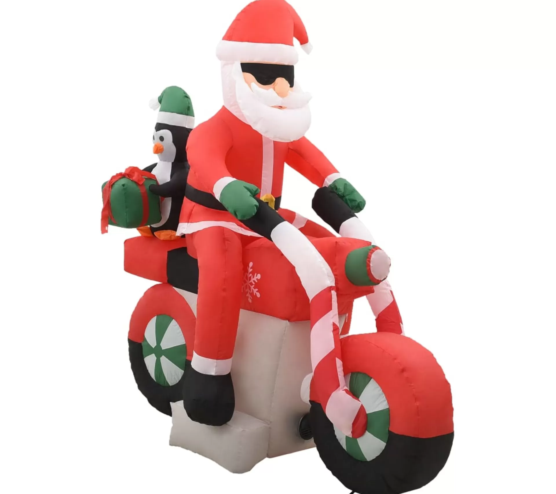 New * Pere Noël Gonflable Sur Moto Led Ip44 160 Cm