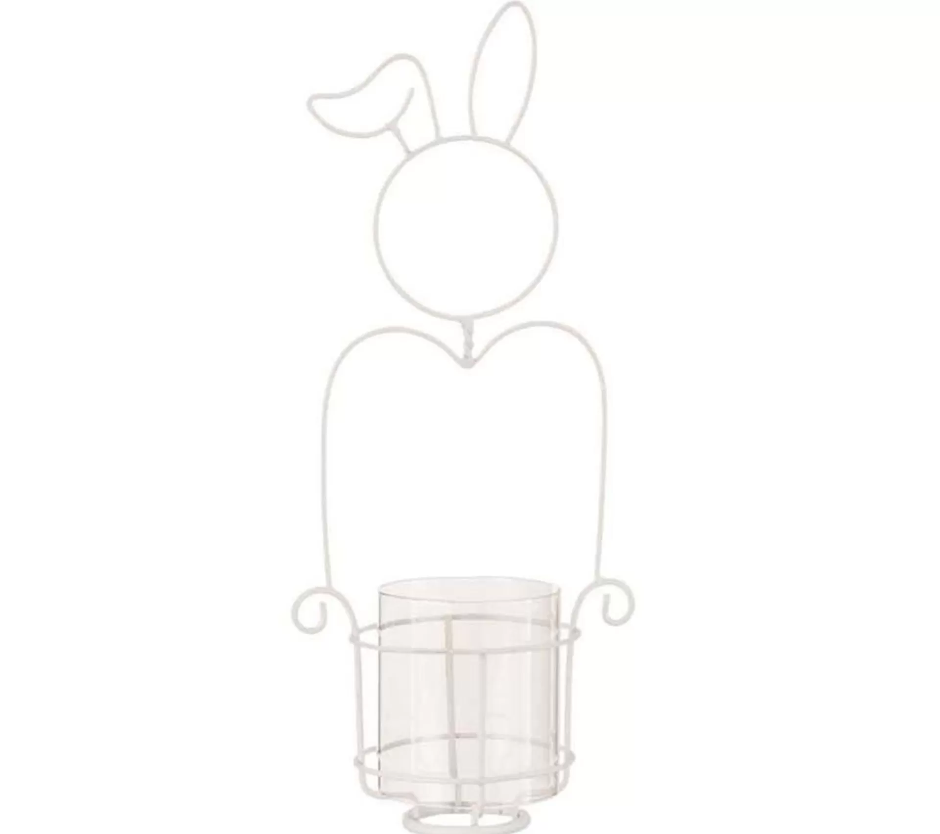 Flash Sale * Photophore Déco En Metal "Lapin" 41Cm Blanc