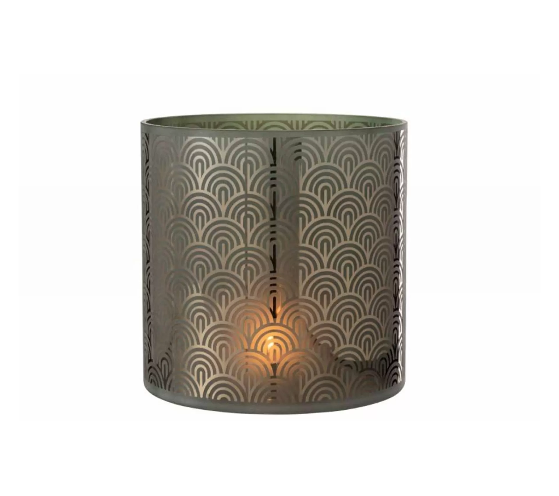 New * Photophore Déco En Verre "Arc" 25Cm Vert