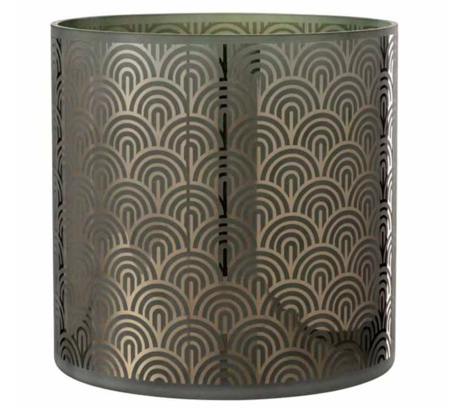 New * Photophore Déco En Verre "Arc" 25Cm Vert