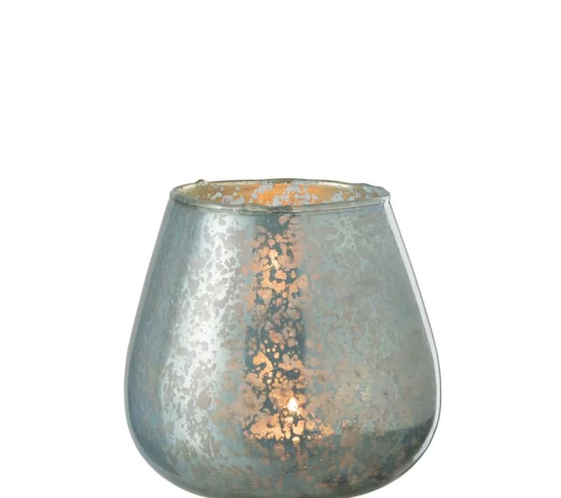 Hot * Photophore Design En Verre "Evi" 20Cm Bleu Clair