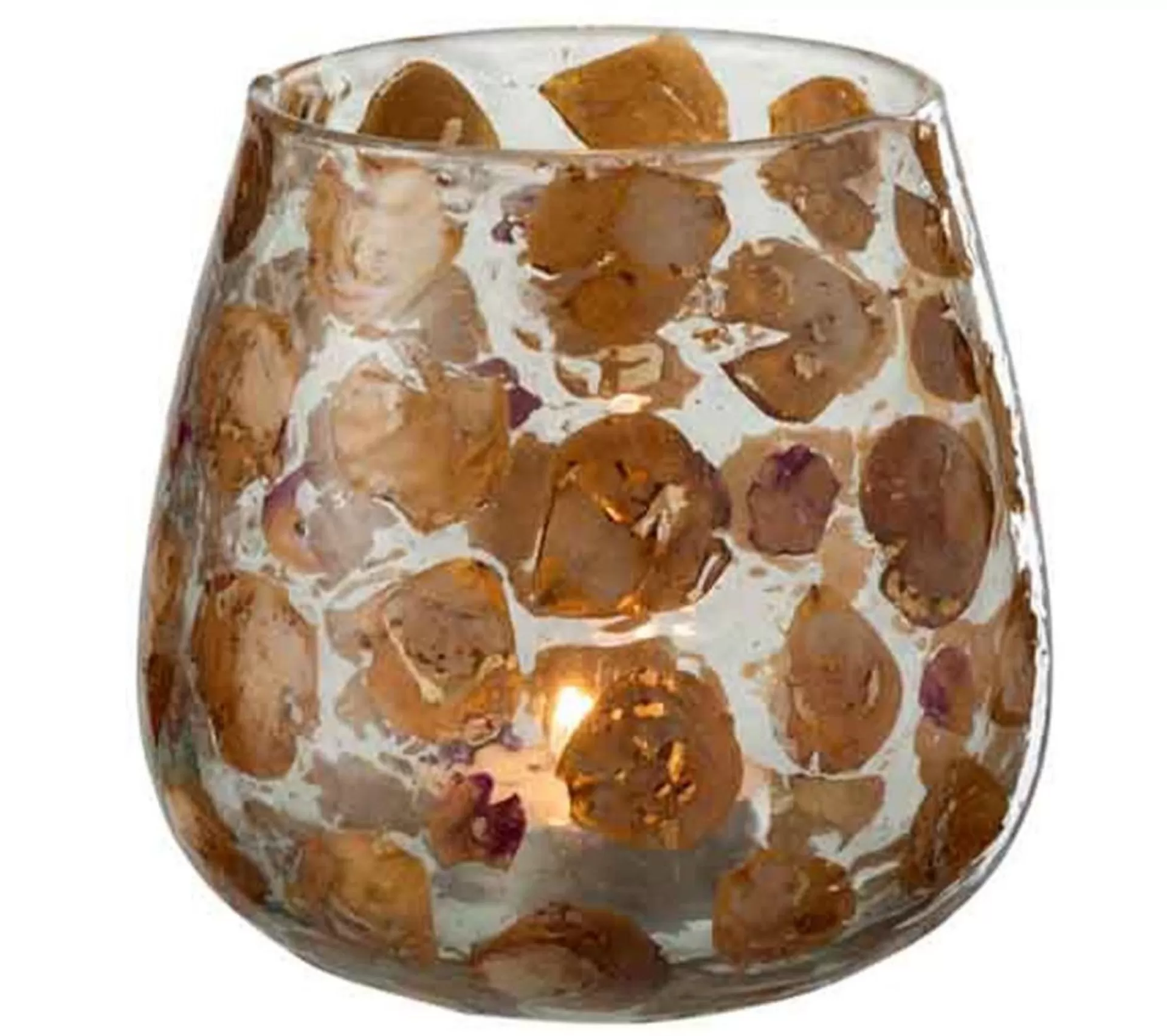 Hot * Photophore Design En Verre "Gerard" 15Cm Ambre