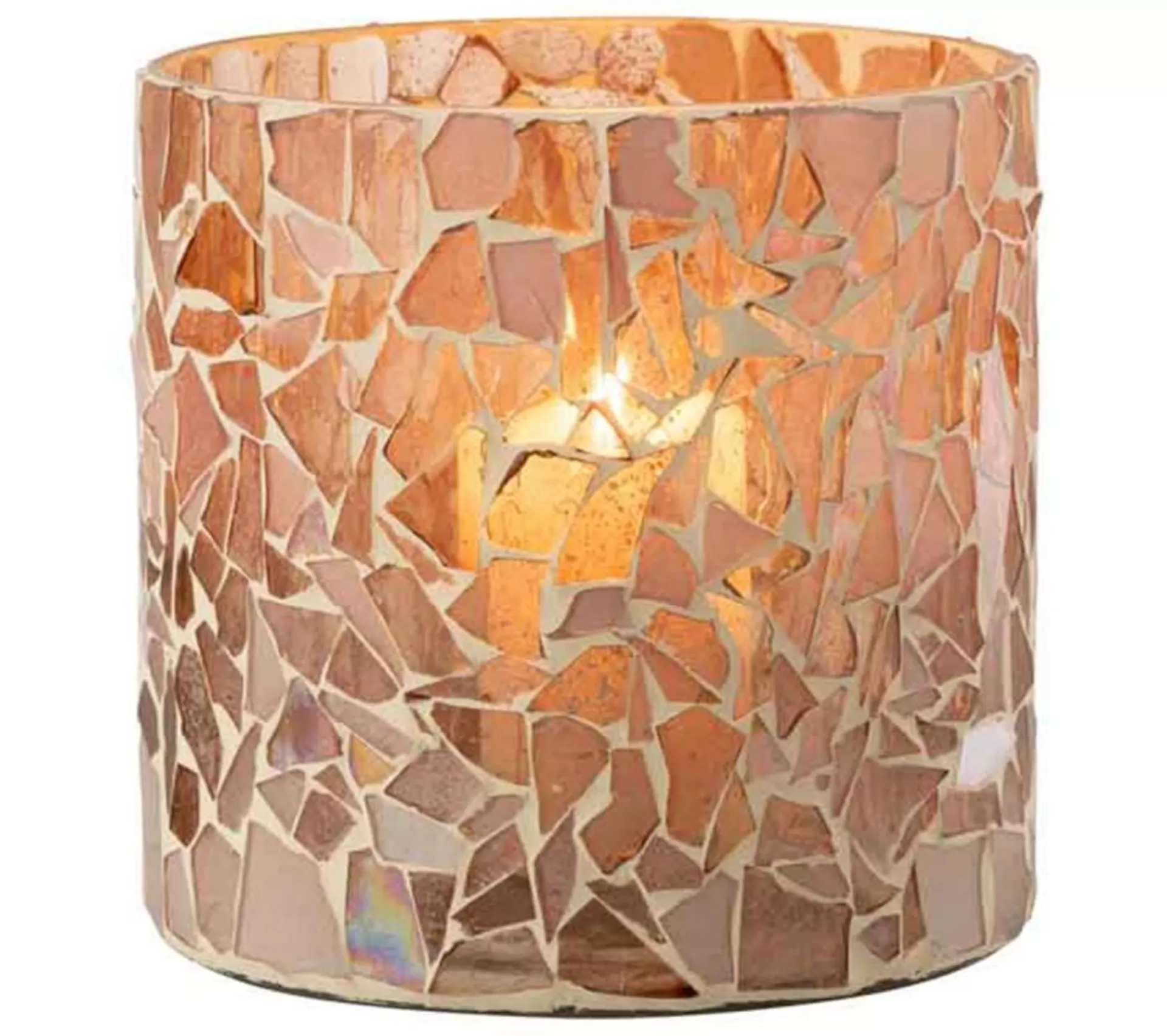 New * Photophore Design En Verre "Ido" 16Cm Rose