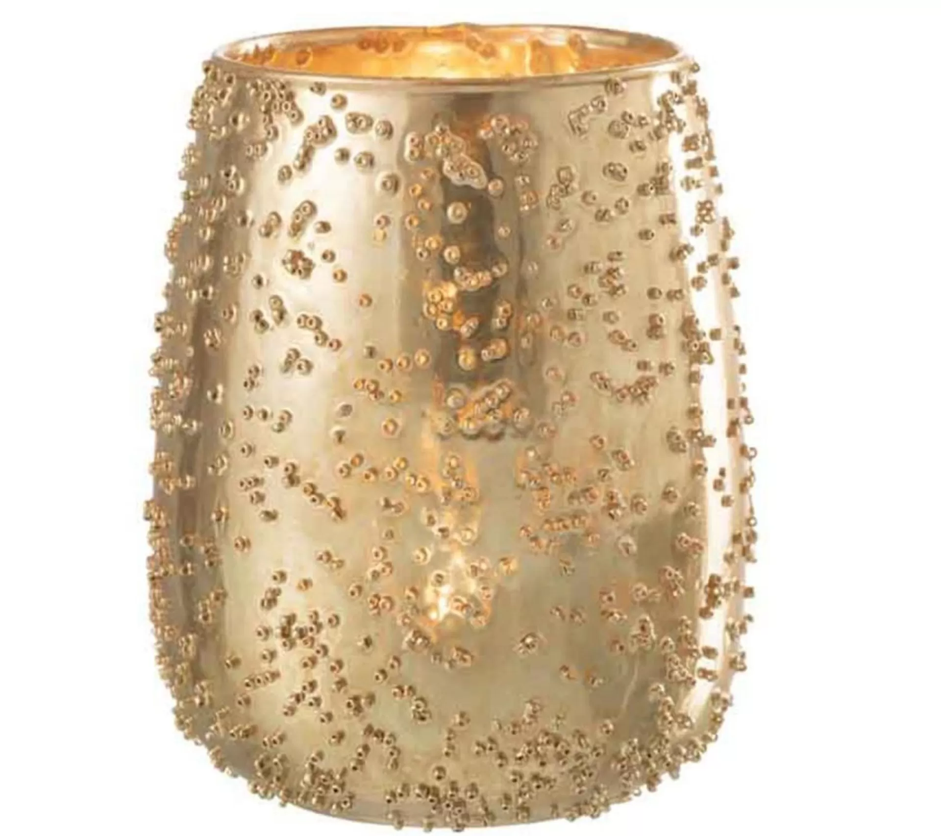 New * Photophore Design En Verre "Lise" 16Cm Or