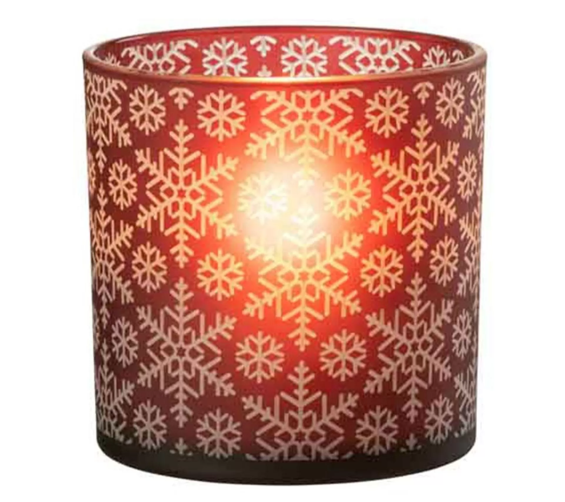 Discount * Photophore Design En Verre "Neige" 15Cm Rouge