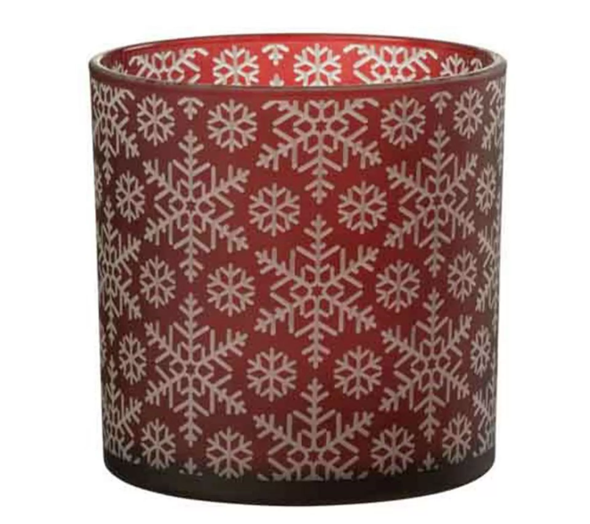 Discount * Photophore Design En Verre "Neige" 15Cm Rouge