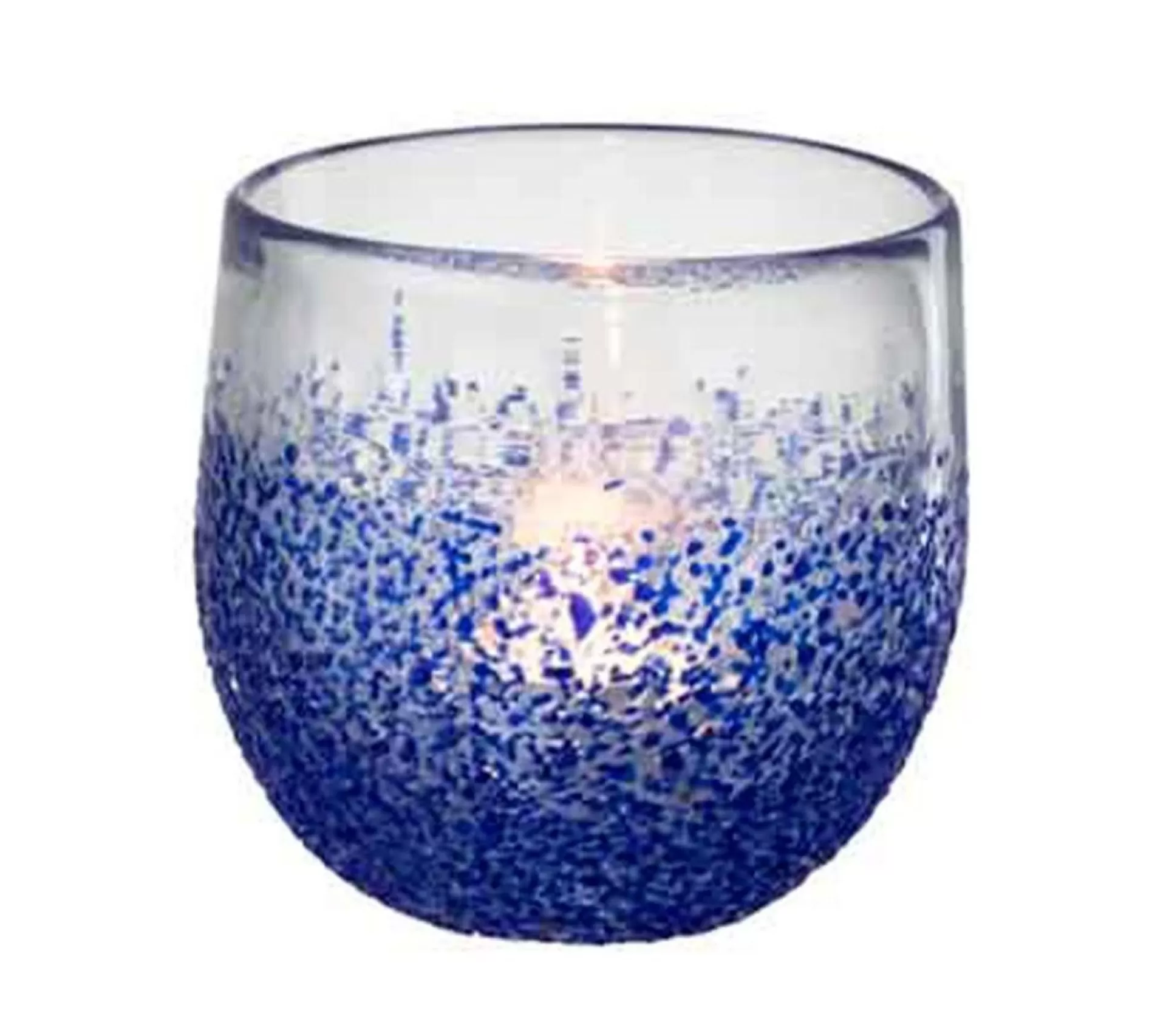 Hot * Photophore Design En Verre "Santorini" 10Cm Bleu