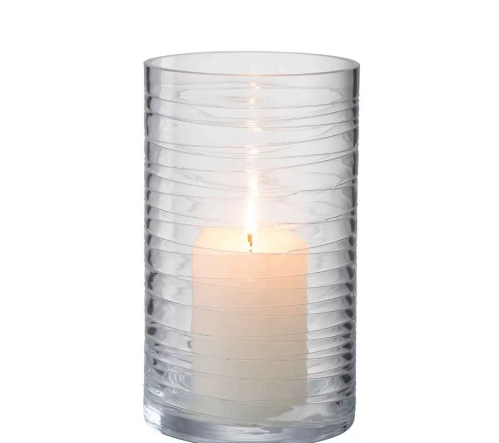 Hot * Photophore Design "Lignes Verre" 22Cm Transparent