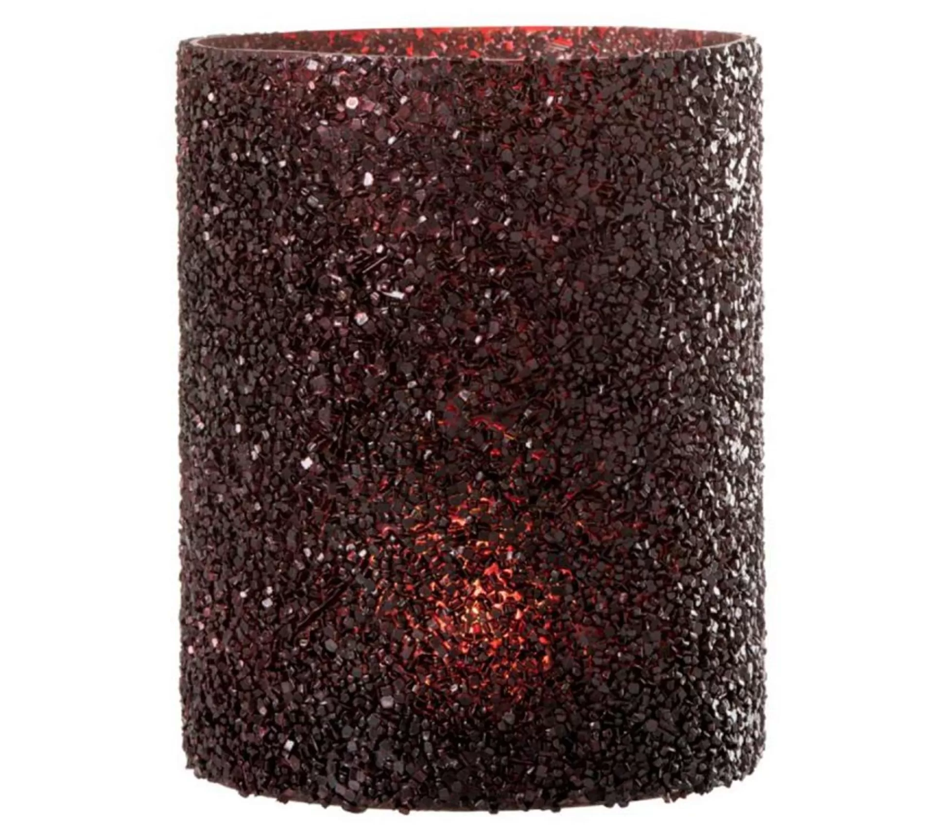 New * Photophore Design "Paillettes Déco" 21Cm Rouge