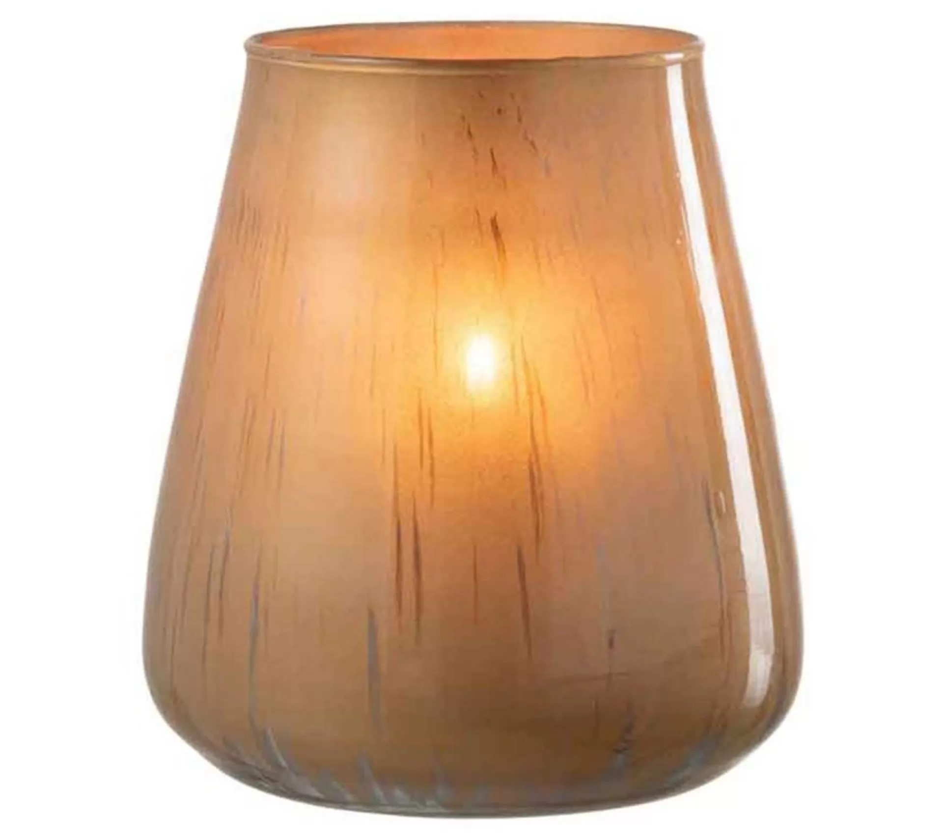 Fashion * Photophore En Verre "Antique" 17Cm Marron Cognac