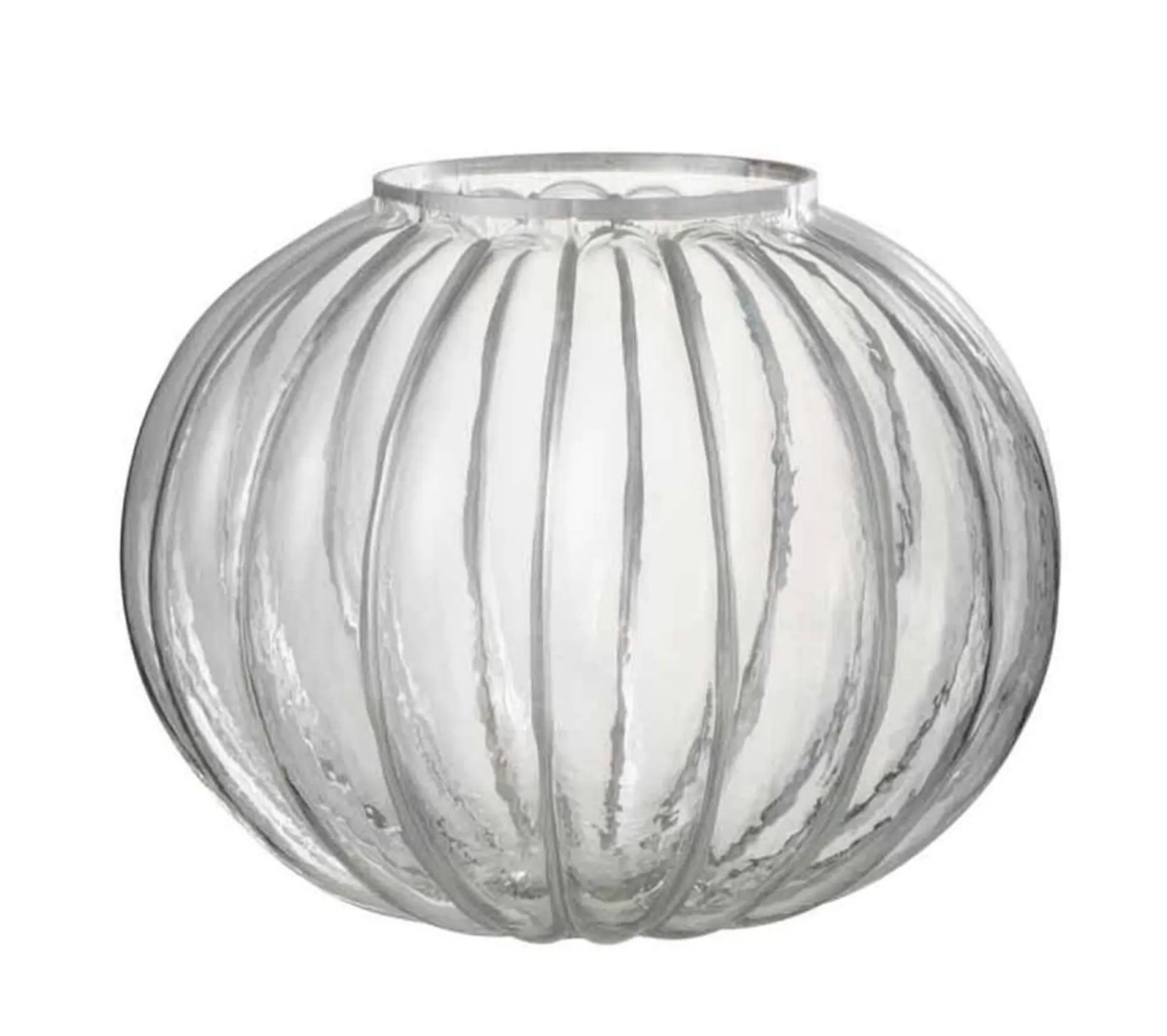 New * Photophore En Verre "Boule" 29Cm Argent