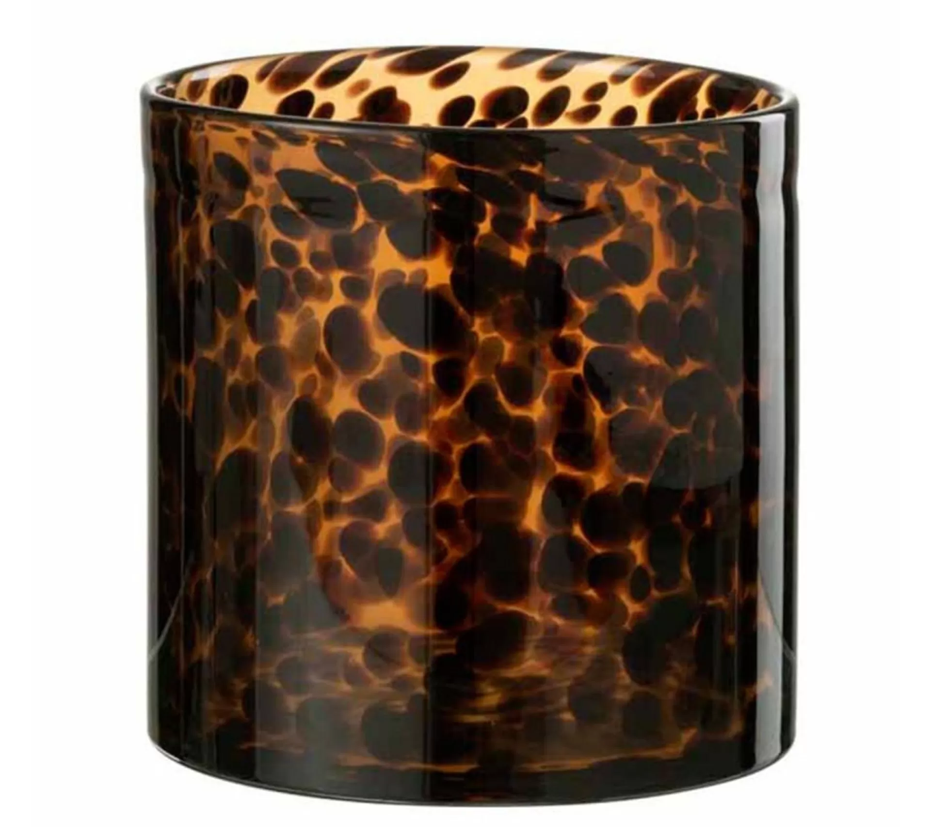Flash Sale * Photophore En Verre "Cylindre Pois" 18Cm Marron