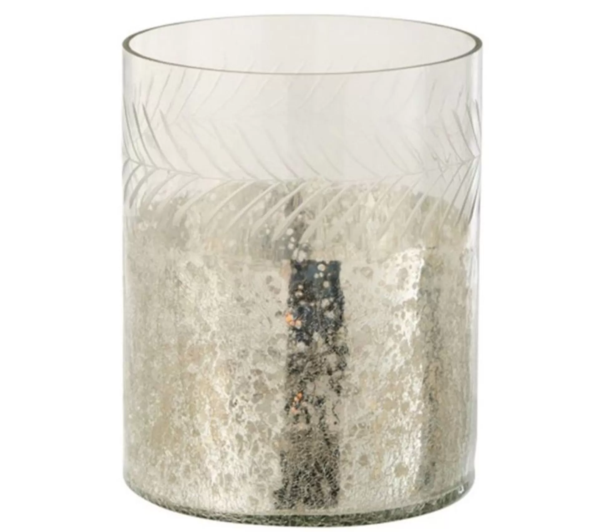 Hot * Photophore En Verre Déco "Craquele" 20Cm Argent