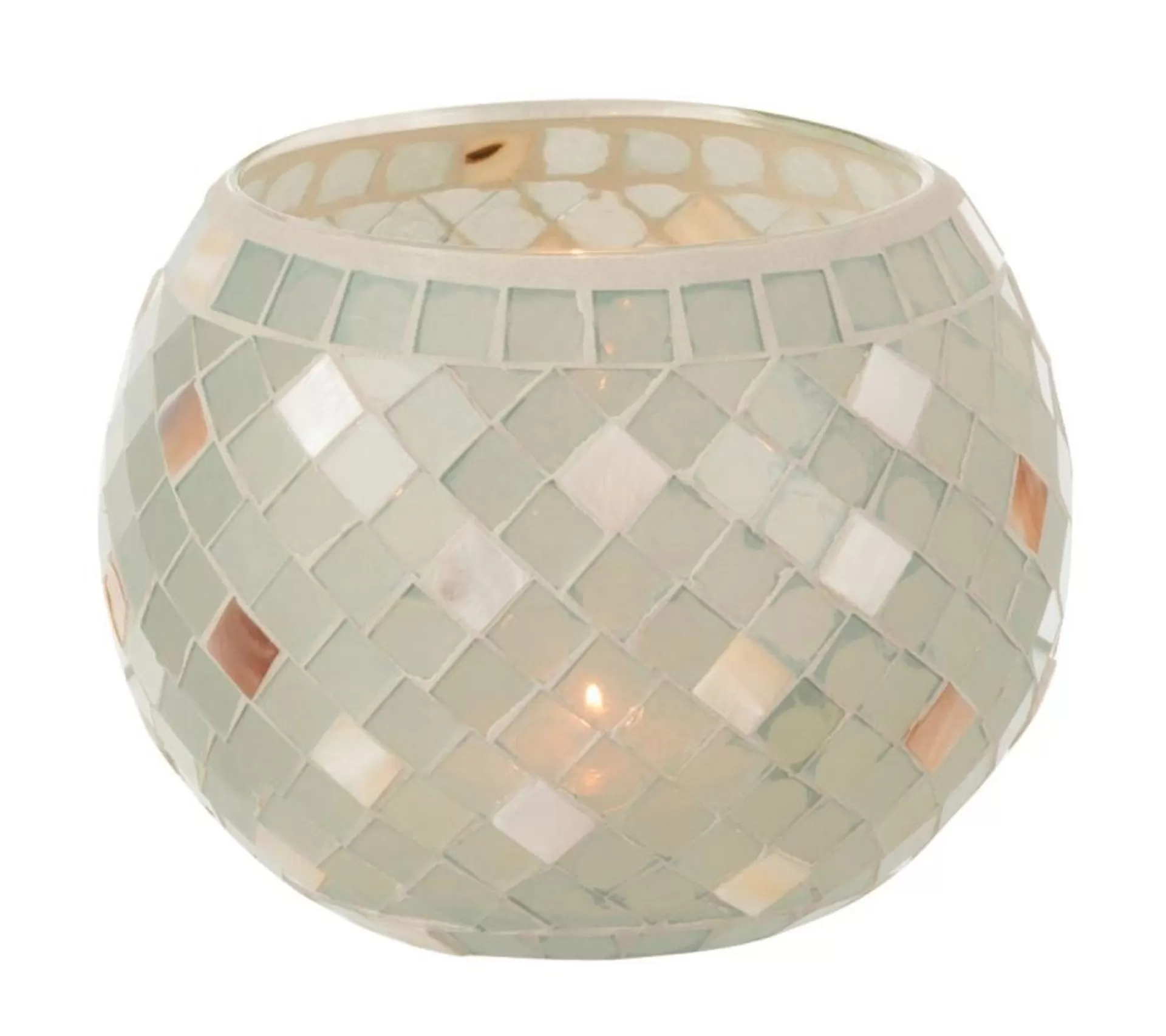 Clearance * Photophore En Verre Design "Miosai" 15Cm Gris