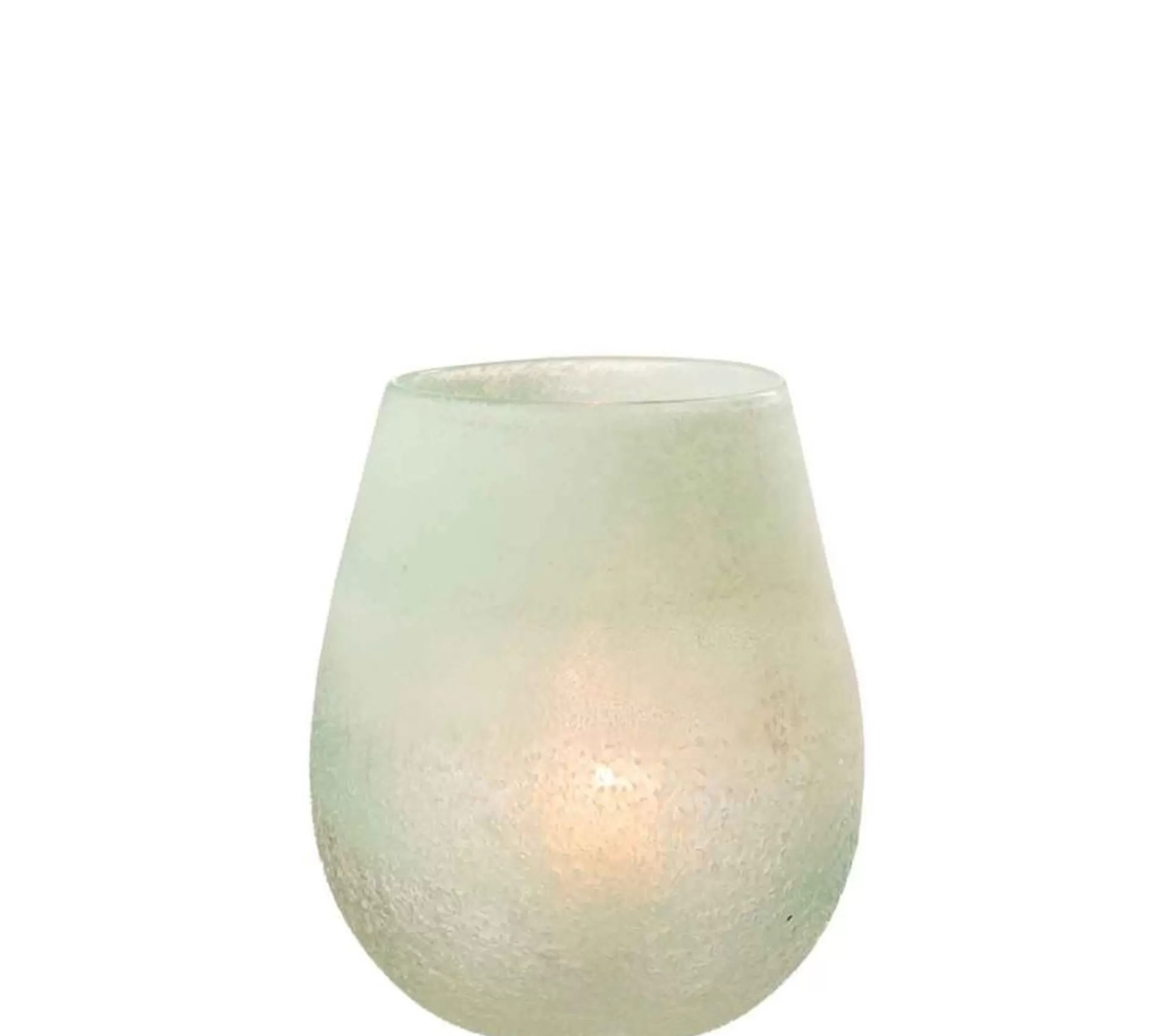 New * Photophore En Verre Design "Scavo" 22Cm Aqua