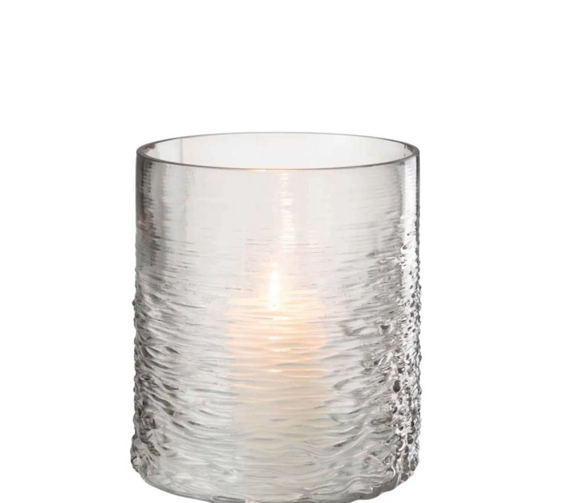 New * Photophore En Verre Design "Sladia" 22Cm Gris