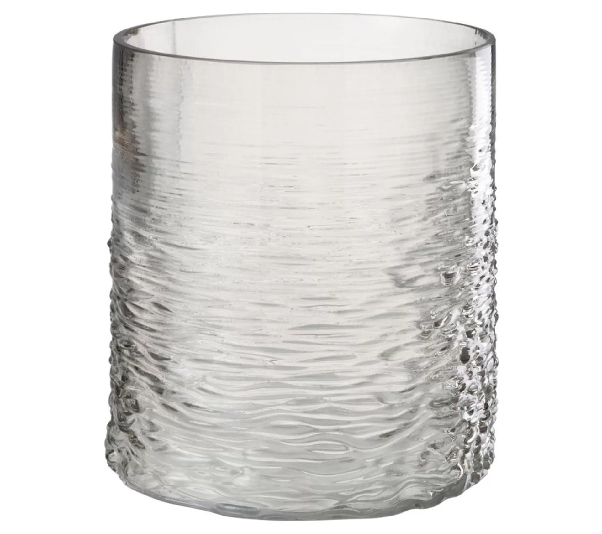 New * Photophore En Verre Design "Sladia" 22Cm Gris