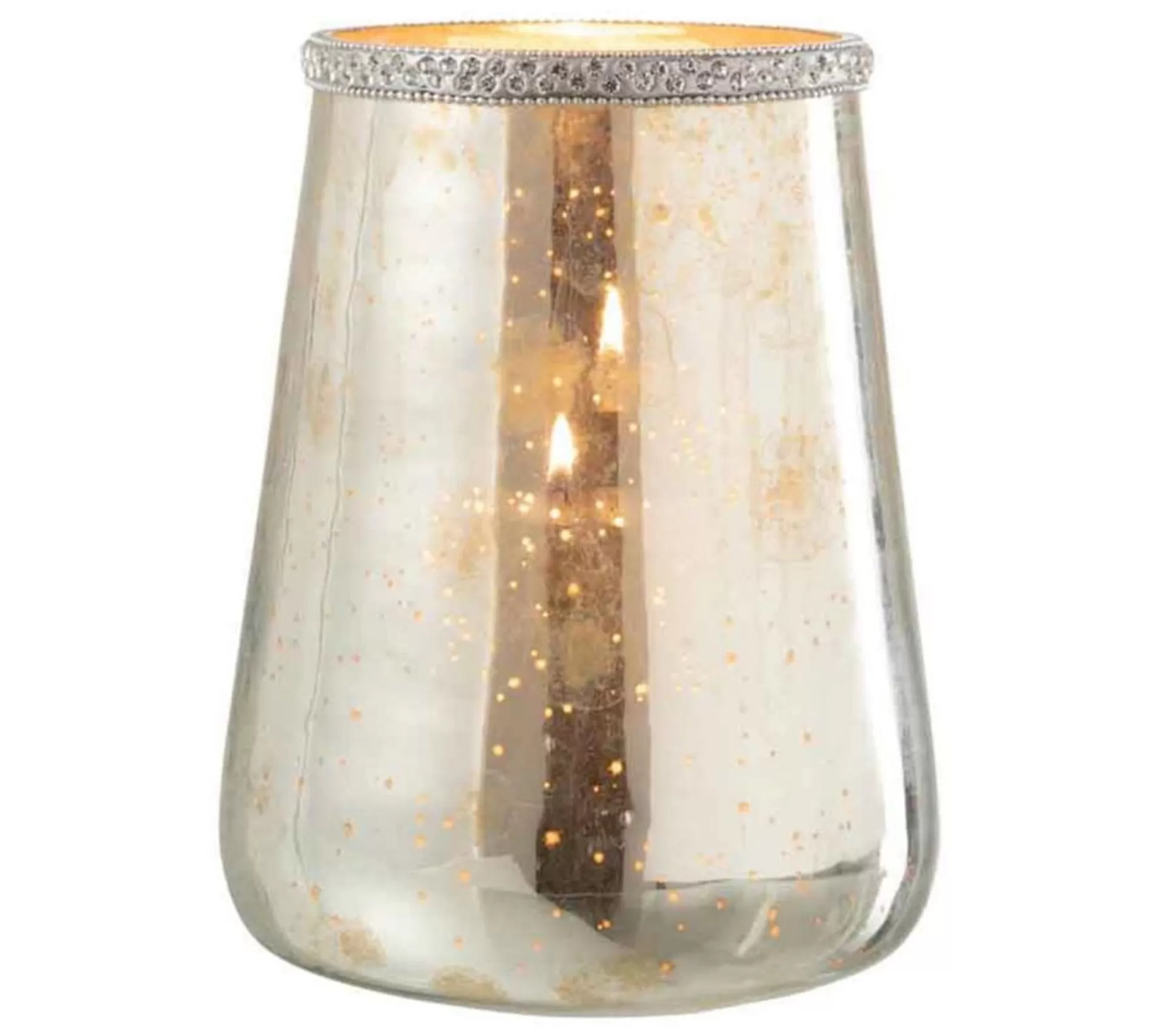 Fashion * Photophore En Verre "Diamant" 22Cm Argent