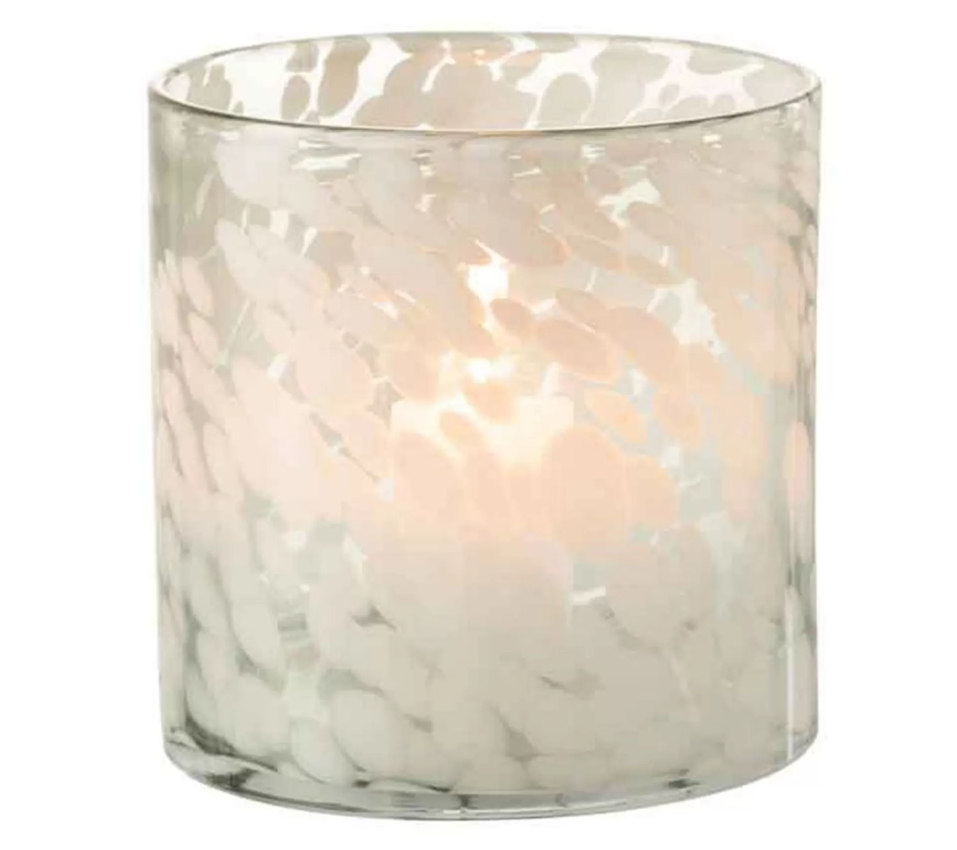 Flash Sale * Photophore En Verre "Tache" 18Cm Gris Et Blanc