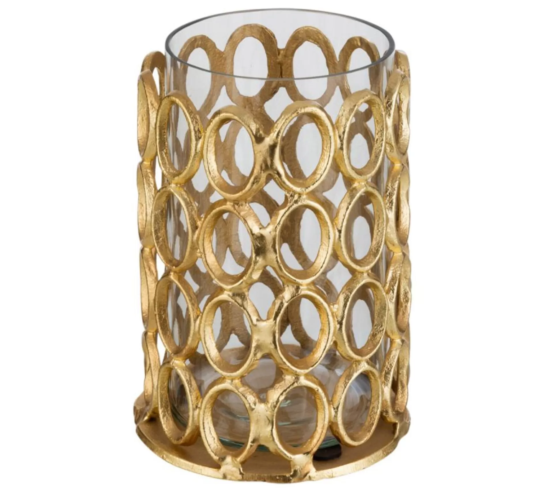 Flash Sale * Photophore Rond Cercles "Evano" 22Cm Or