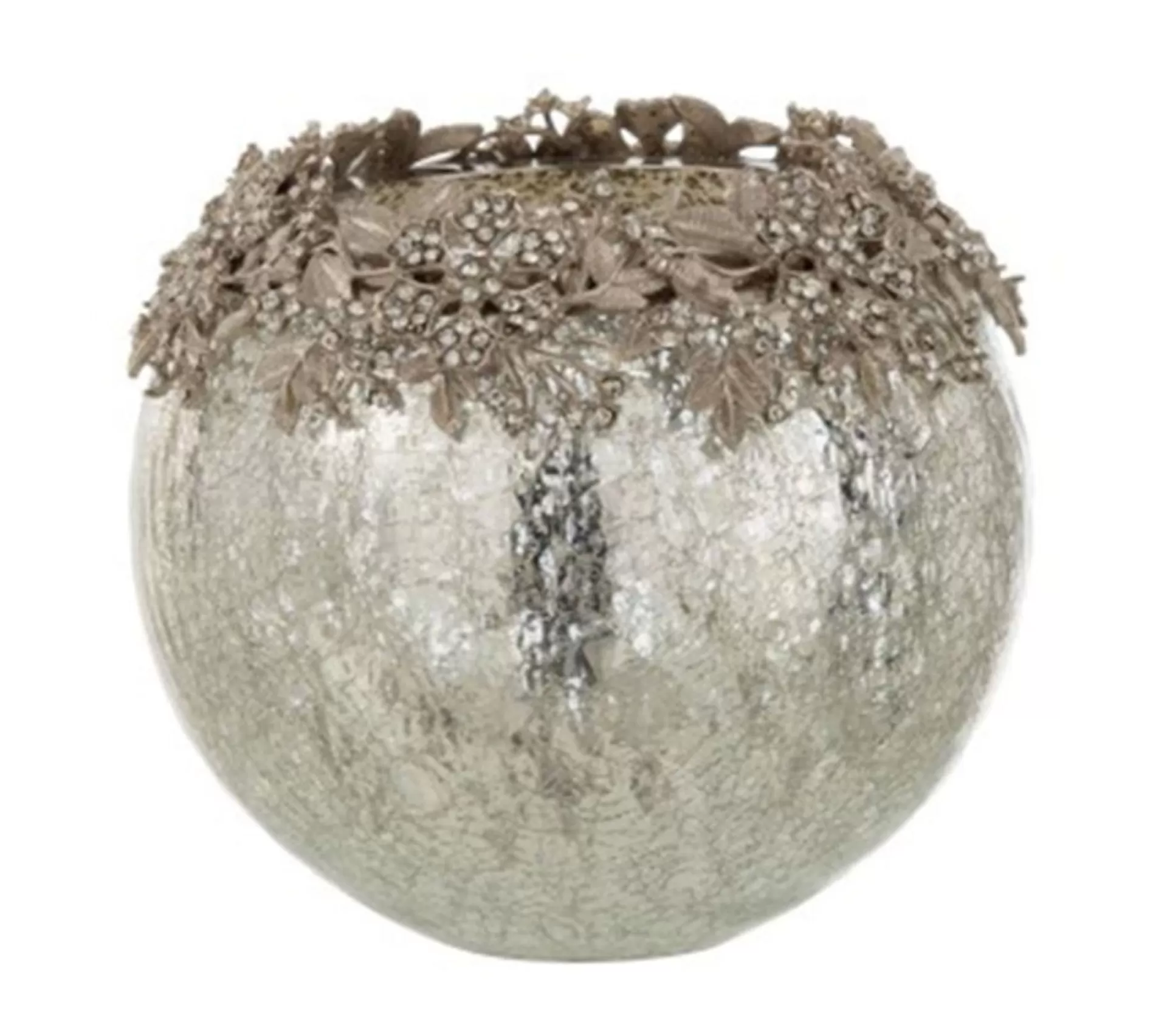 Discount * Photophore Rond Design Metal "Bijou" 16Cm Argent