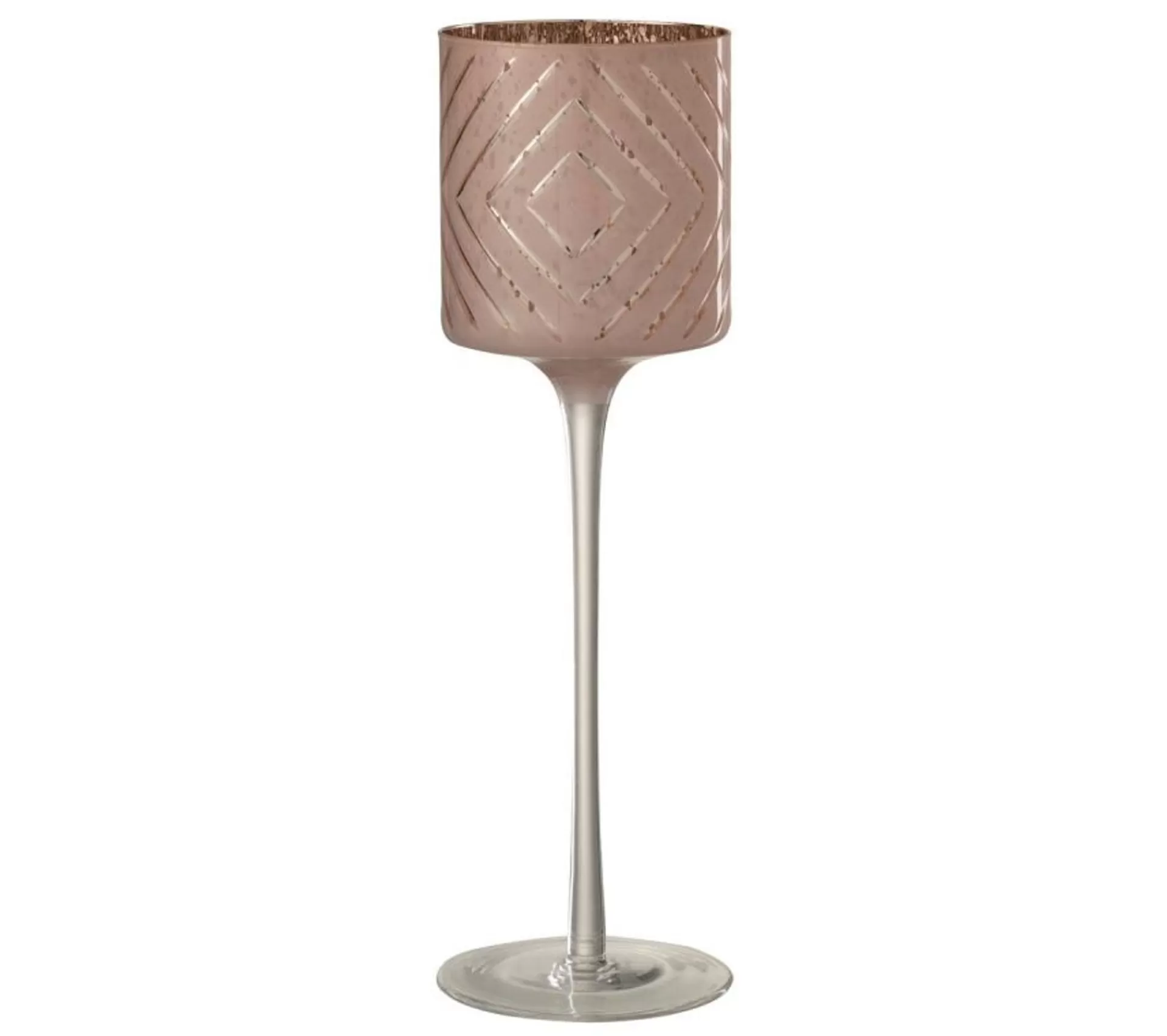 Flash Sale * Photophore Rond Sur Pied "Zigzag" 30Cm Saumon