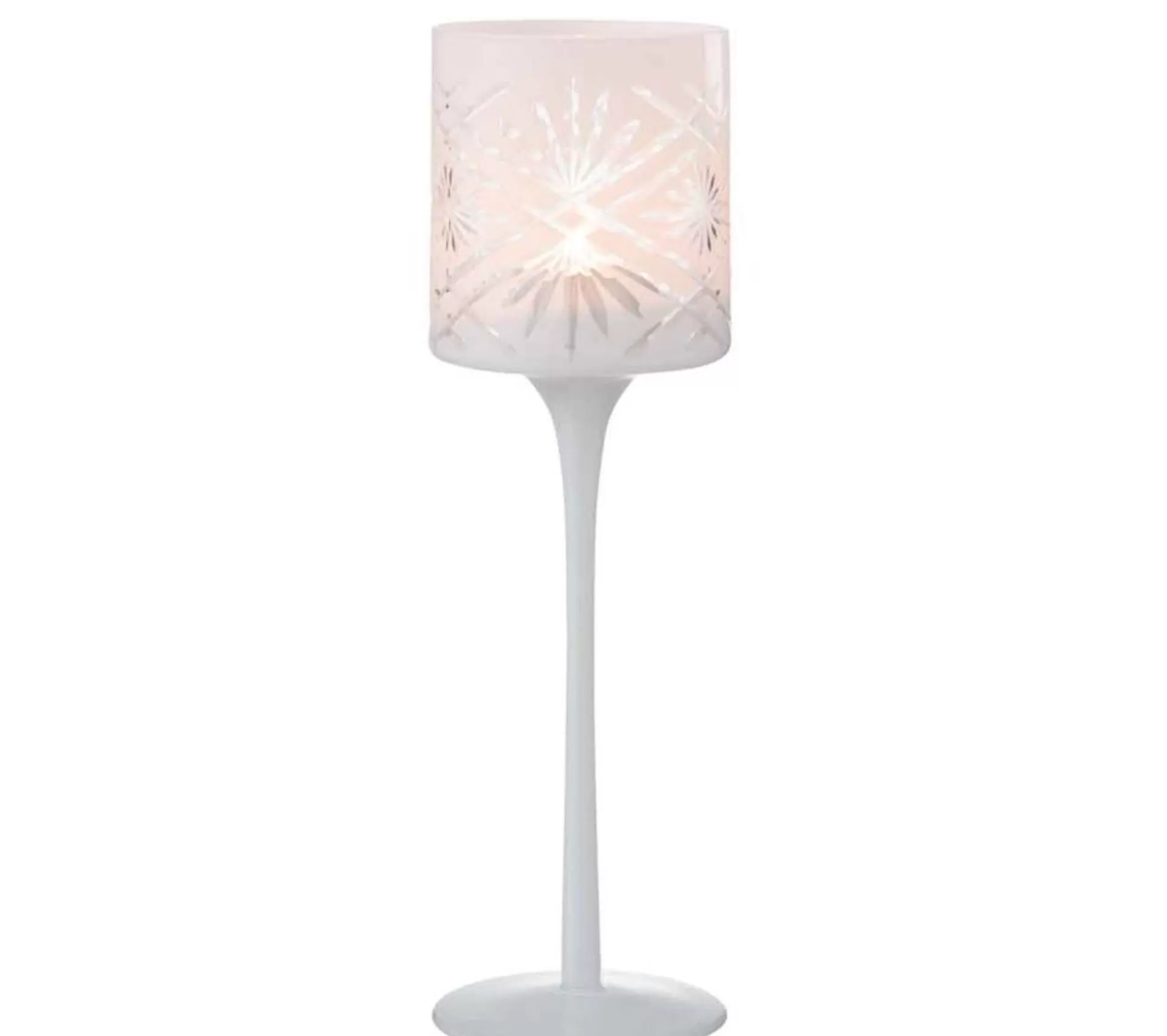 New * Photophore Sur Pied Déco "Santorini" 30Cm Blanc